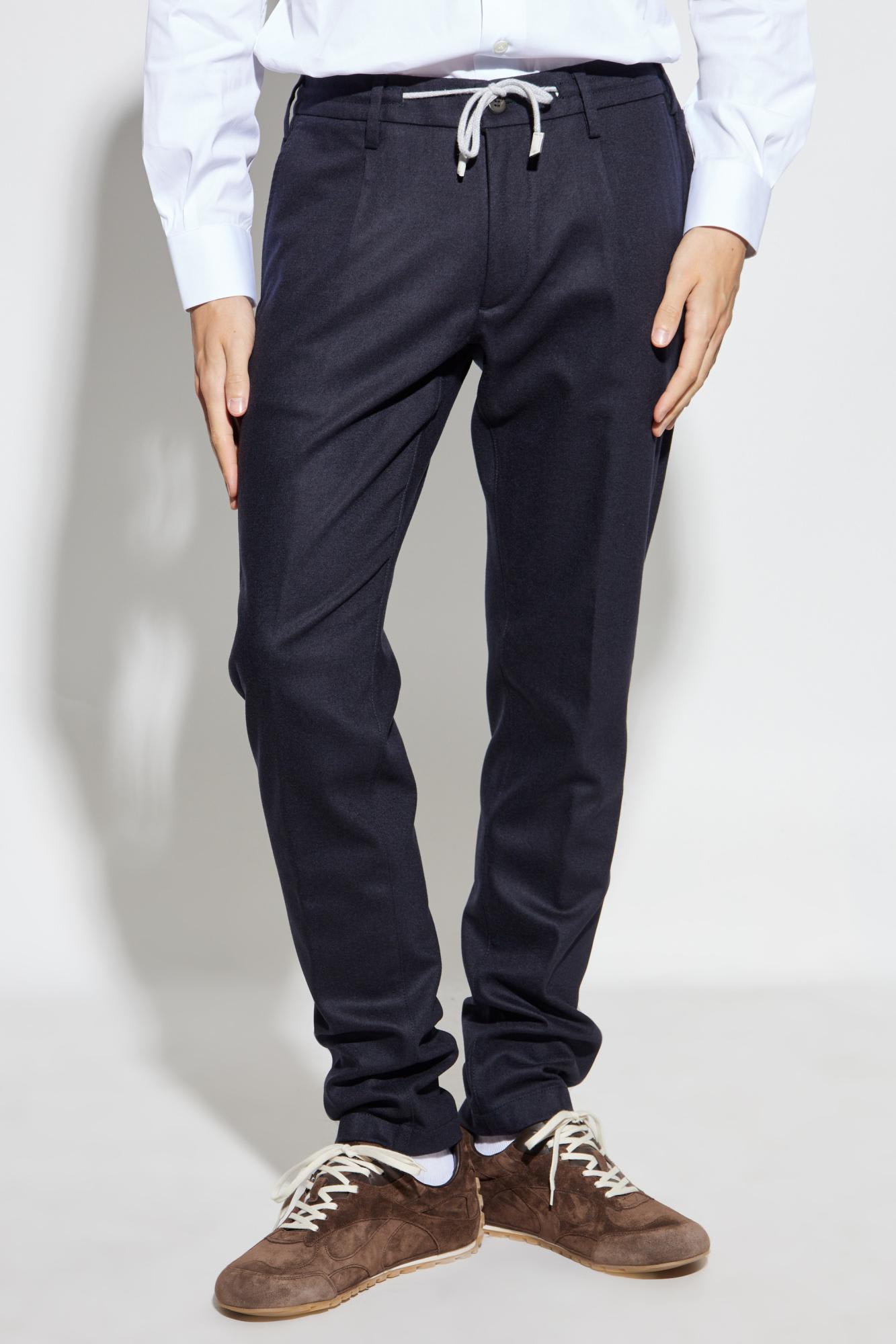 Eleventy Wool Pleated Trousers In Black