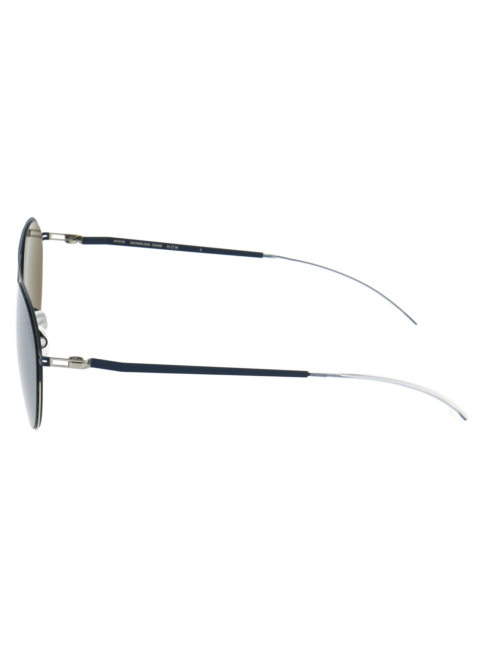Shop Mykita Duane Sunglasses In 091 Silver/navy Light Silver Flash