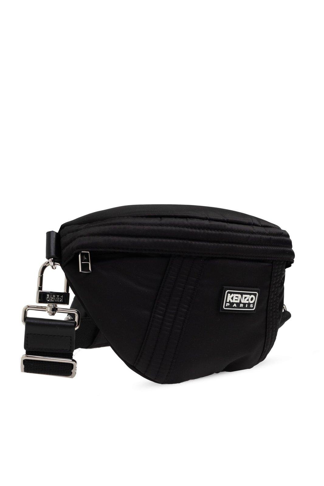 Shop Kenzo Logo Patch Zipped Belt Bag In Black