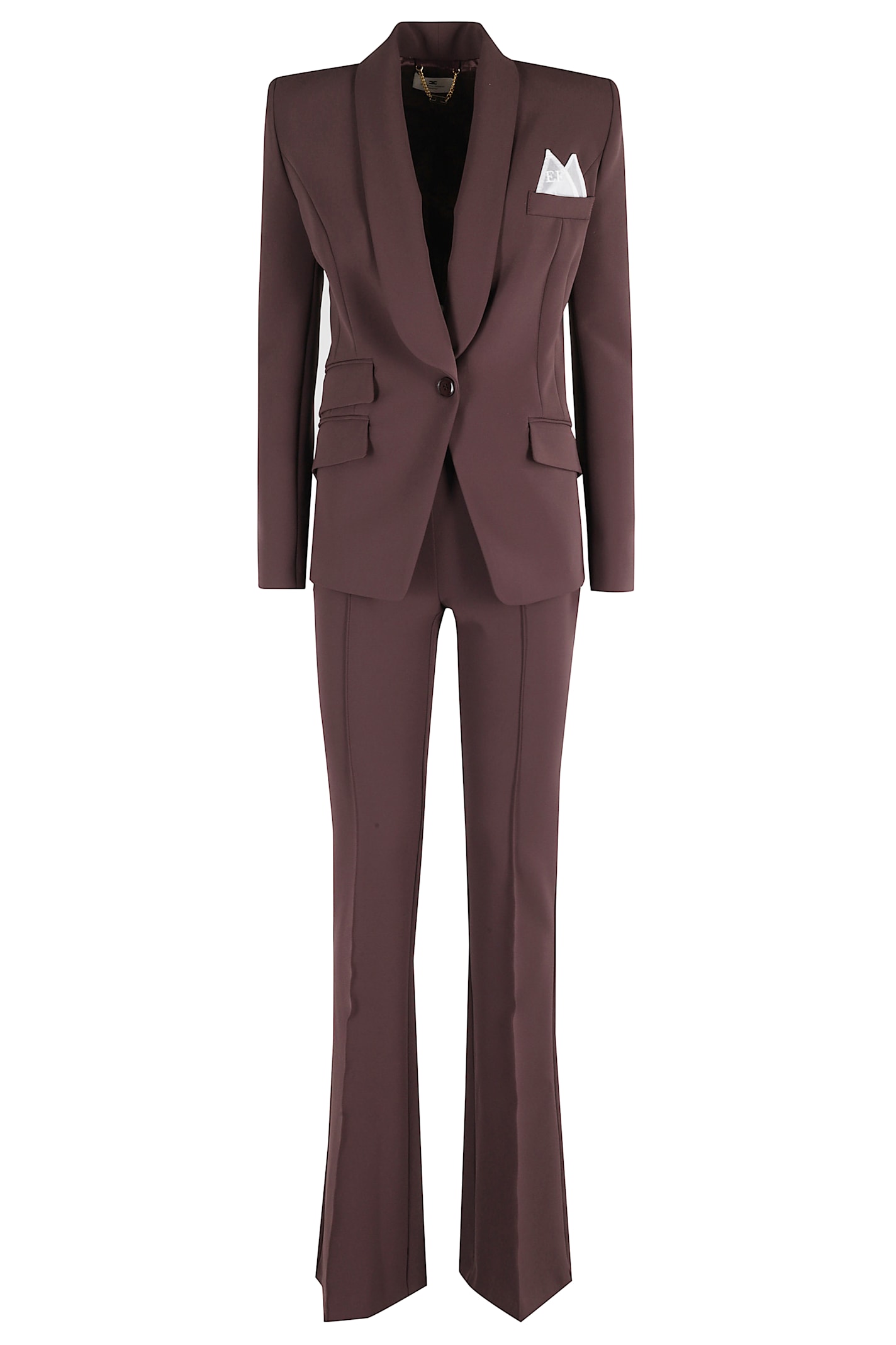 Elisabetta Franchi Giacca Pantalone In Burgundy