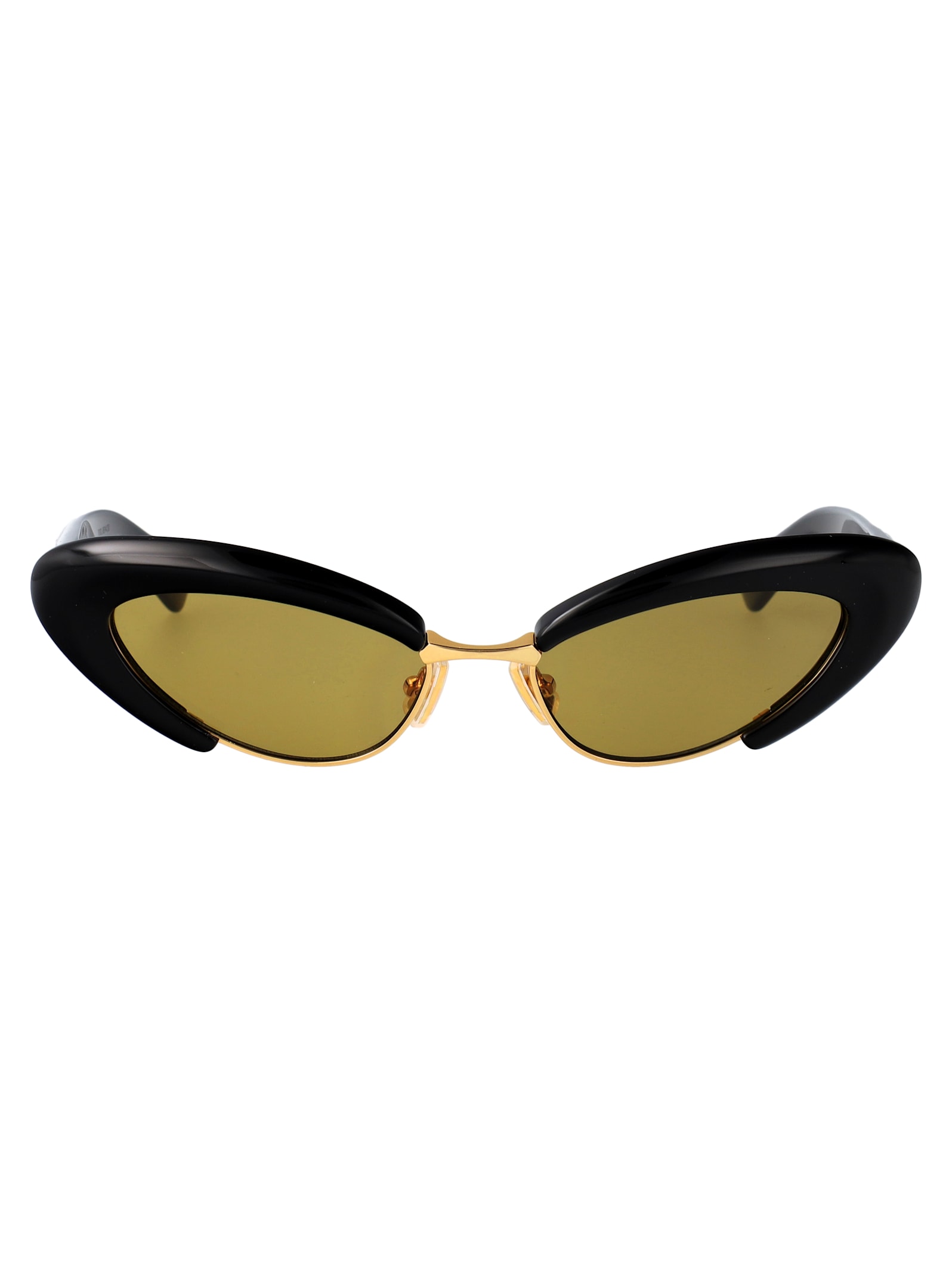 Bottega Veneta Bv1387s Linea Ribbon 001 Black Yellow Sunglasses In Multi