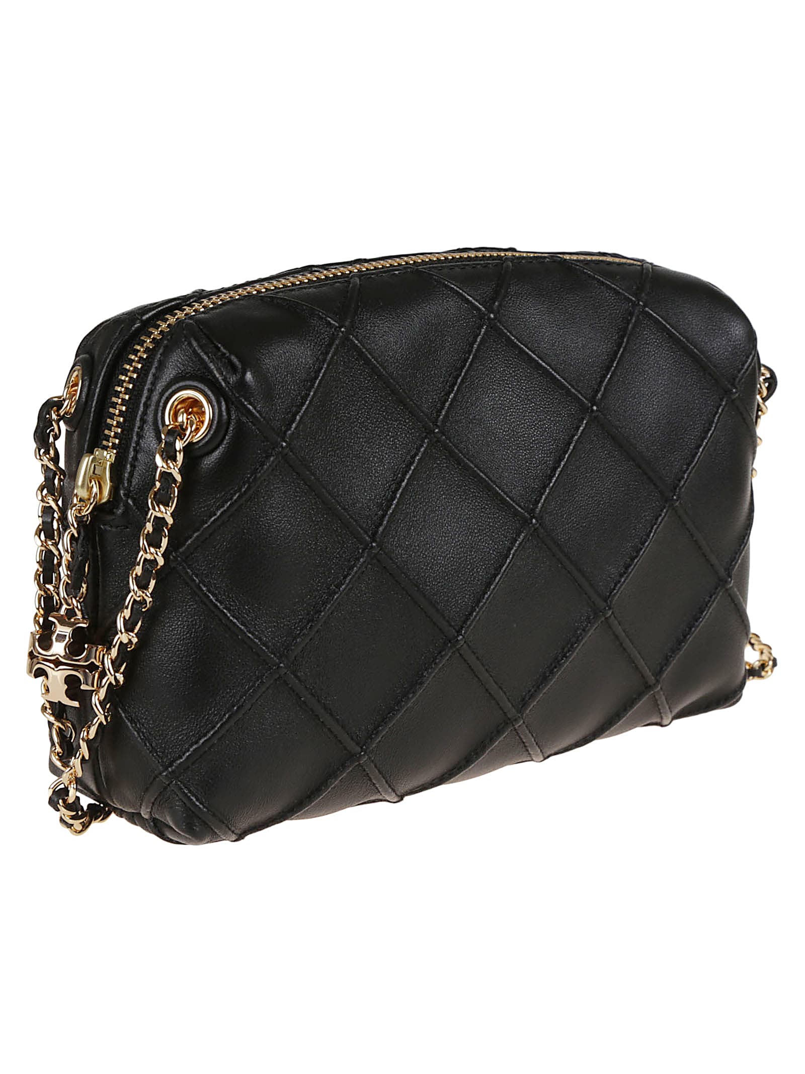 Tory Burch Quilted Black Shoulder Bag In Soft Lamb Leather In Black
