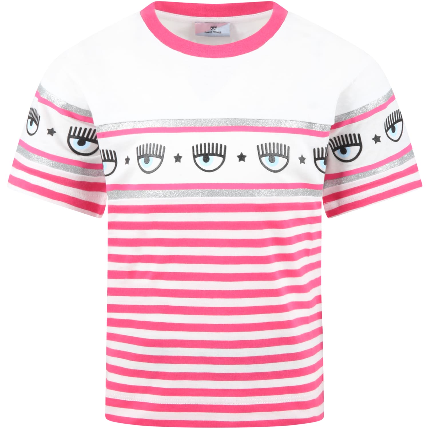 Chiara Ferragni Multicolor T-shirt For Girl With Iconic Eyes