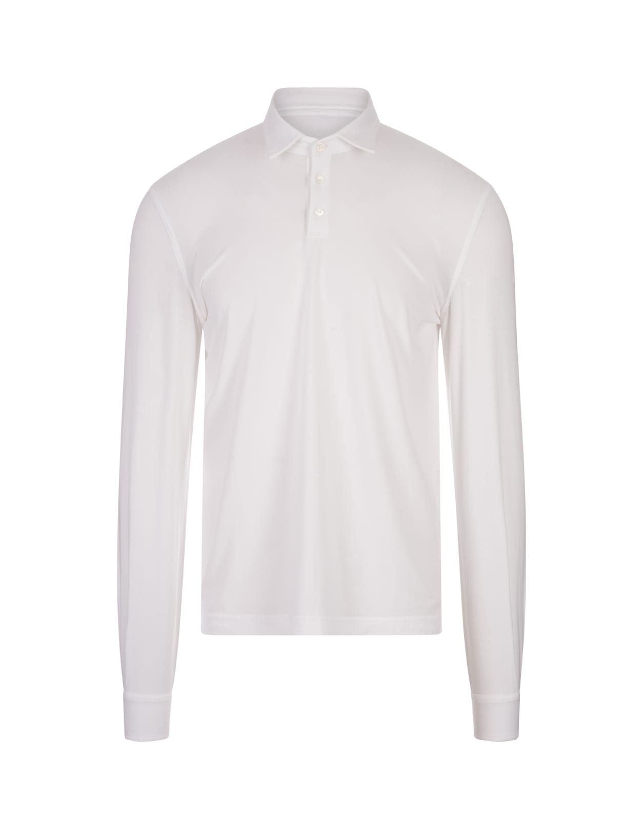 Shop Fedeli White Long Sleeve Polo Shirt