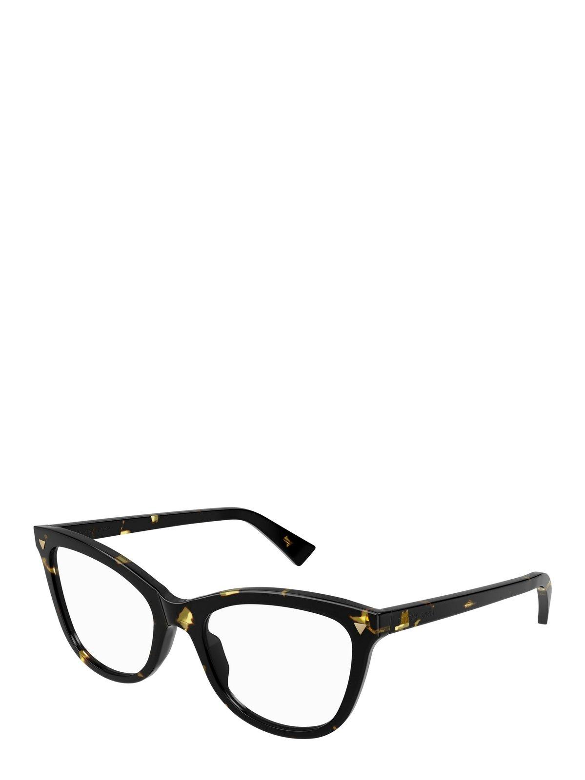 Shop Bottega Veneta Cat-eye Frame Glasses In 007 Havana Havana Transpa