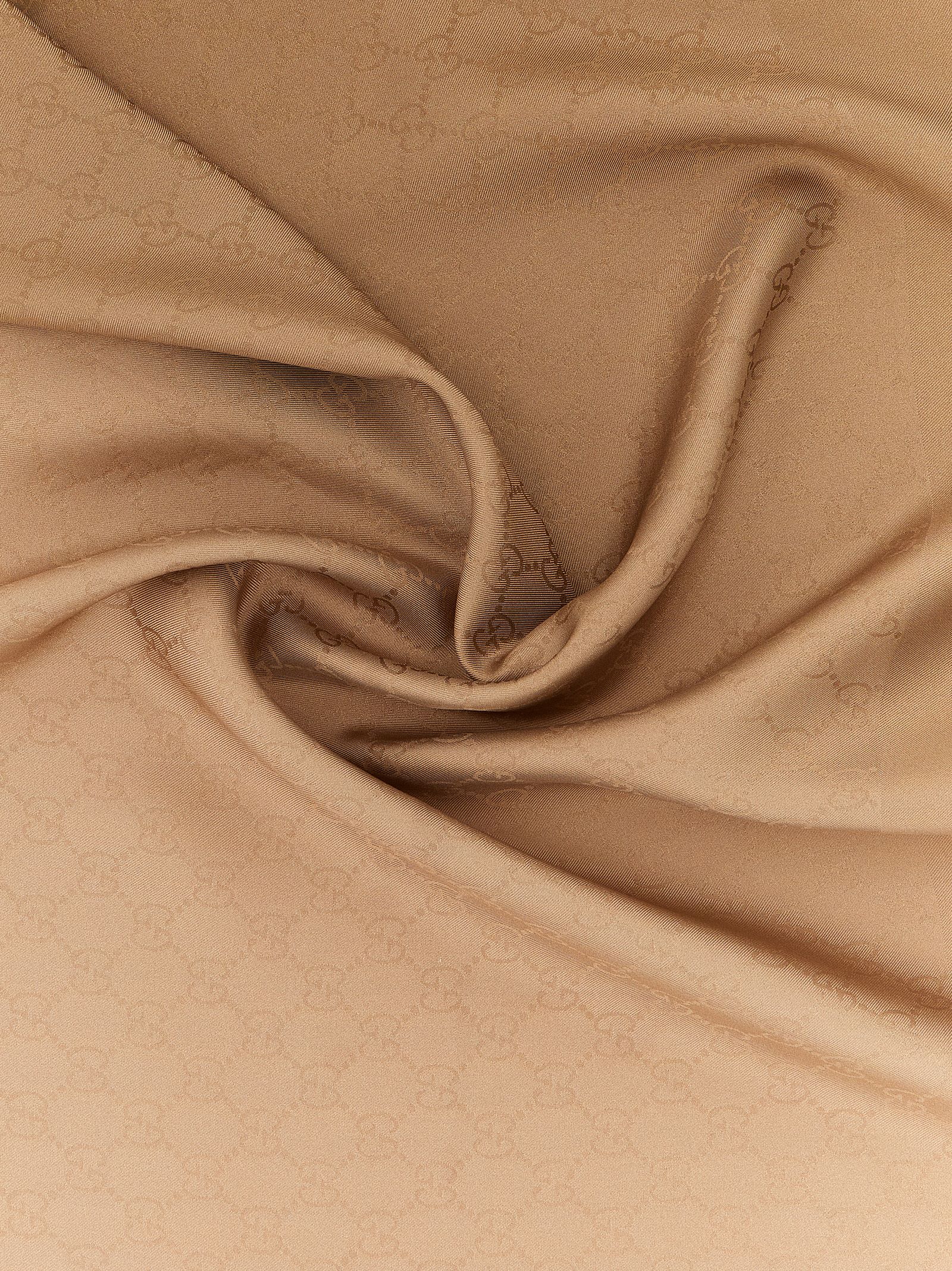 Gucci Monogram Patterned Silk Square Scarf In Brown