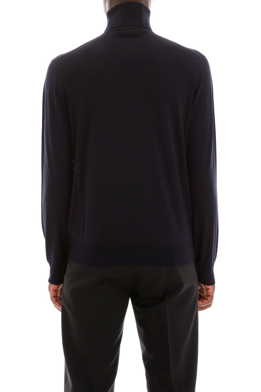 Shop Prada Turtleneck Knitted Pullover In Blu