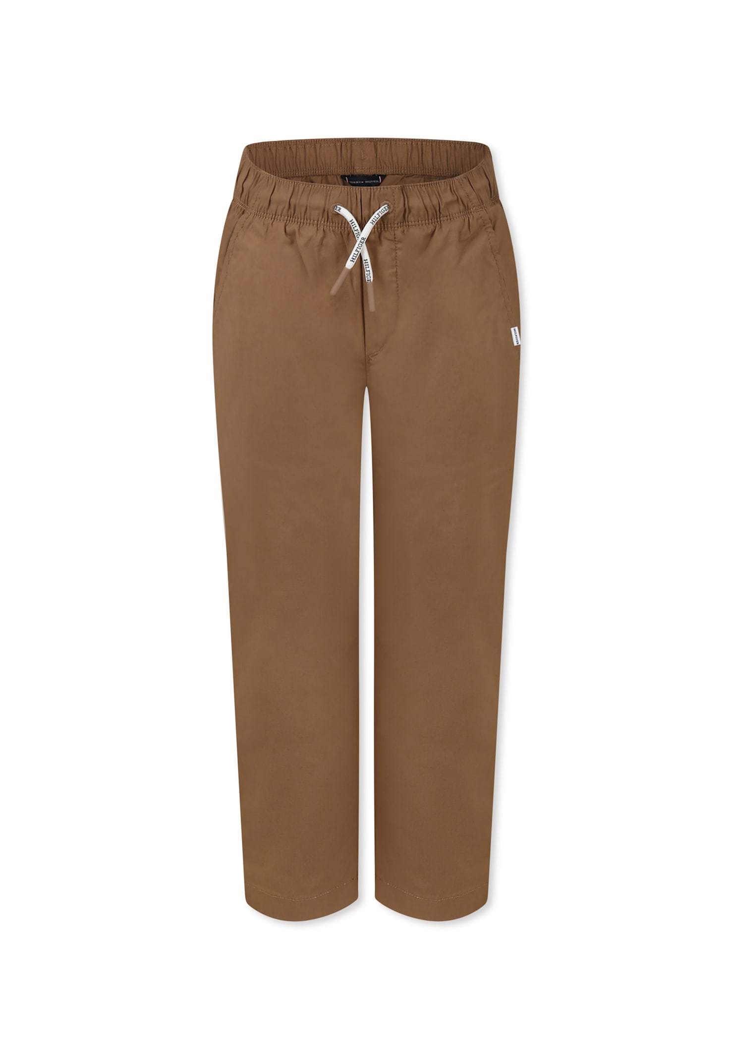 Tommy Hilfiger Brown Trousers For Boy With Flag In Brown