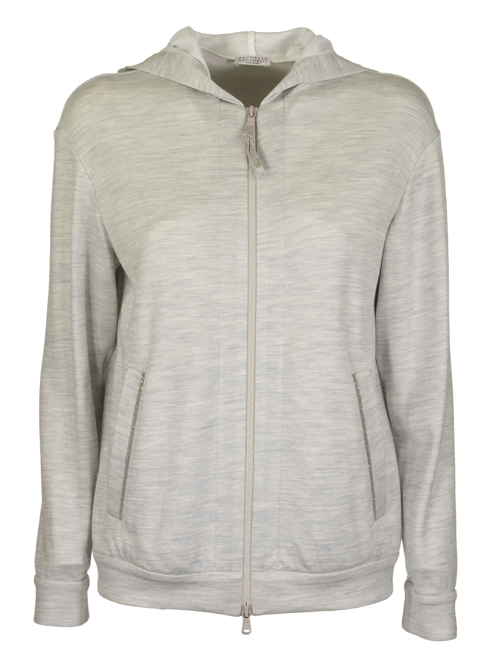 BRUNELLO CUCINELLI LIGHT COTTON AND SILK TERRY SWEATSHIRT WITH JEWELS,11310794