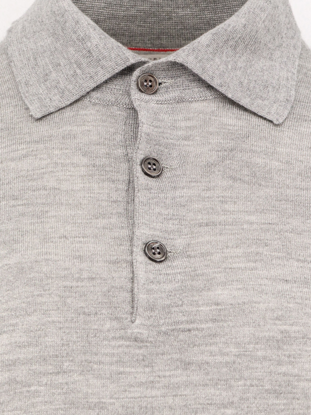 Brunello Cucinelli Long-sleeved Grey Polo With Textured Fabric In Gray