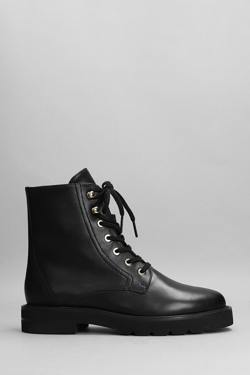 Stuart Weitzman Mila Lift Combat Boots In Black Leather