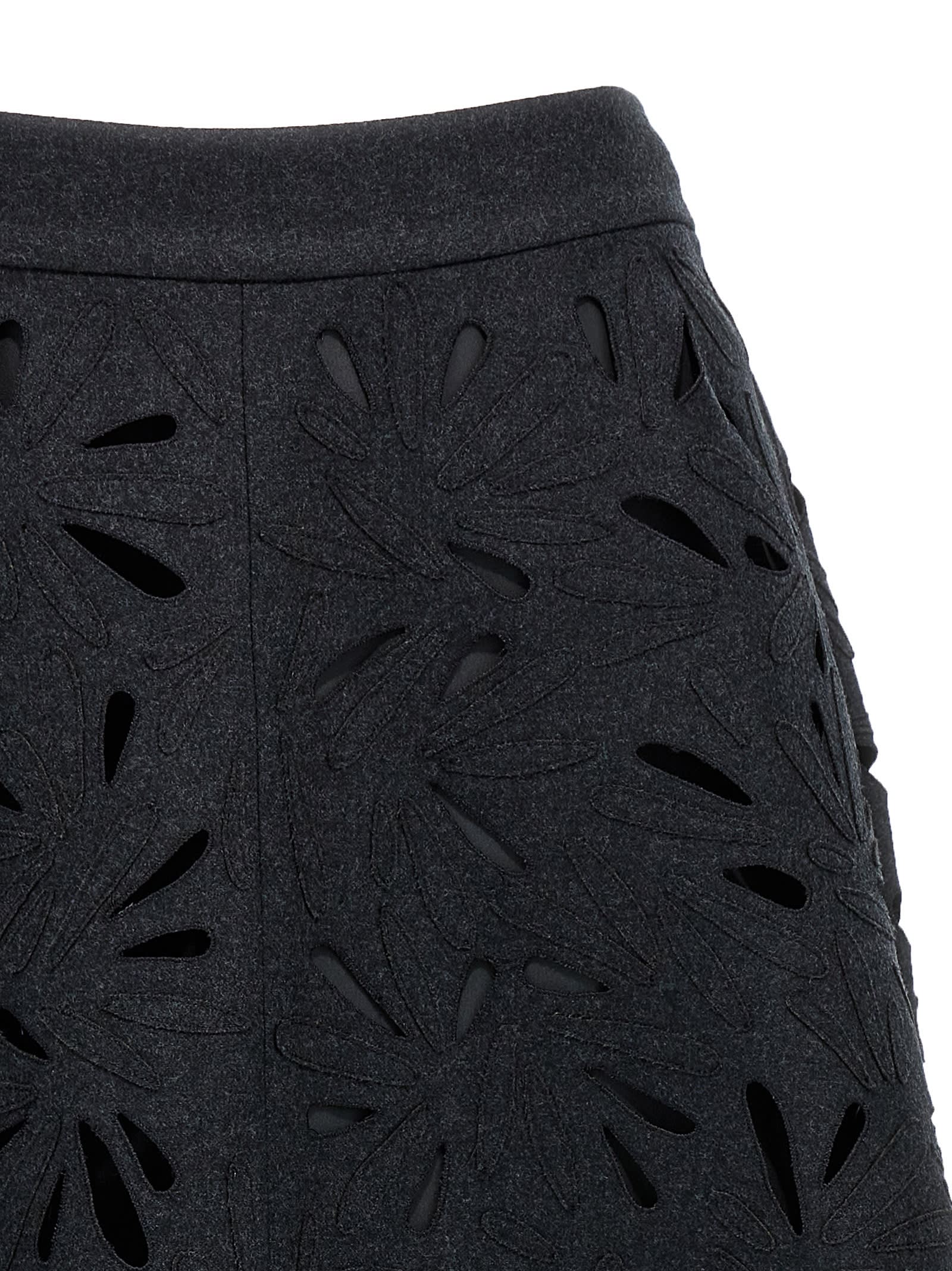 Shop Brunello Cucinelli Openwork Embroidery Skirt