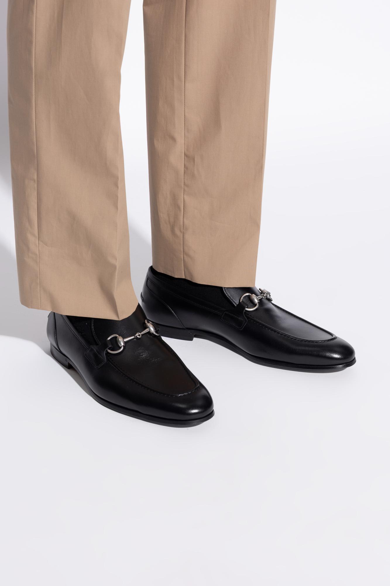 Gucci Leather Slip-on Loafers With Iconic Horsebit Detail In Black