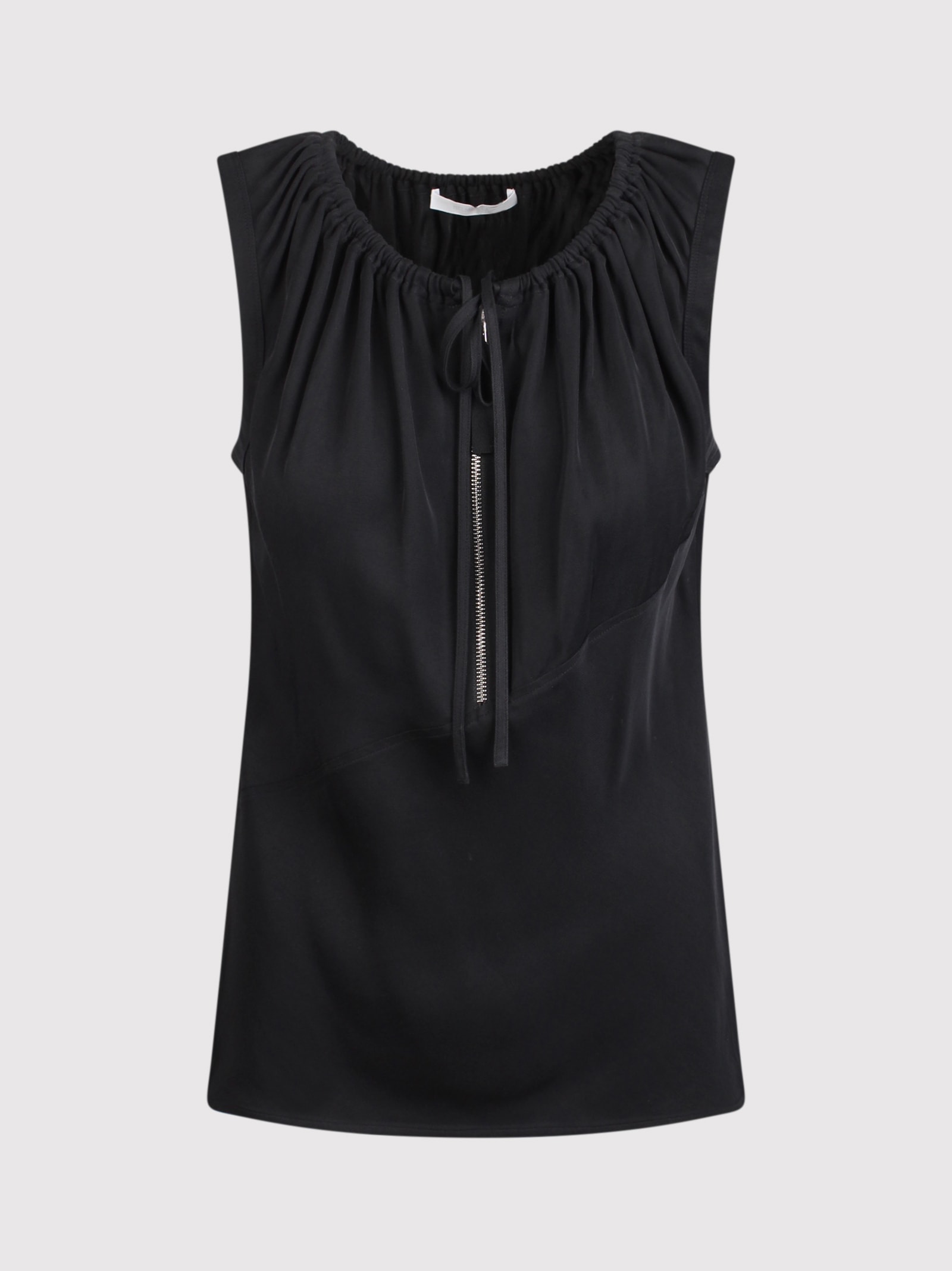 Helmut Lang Sleeveless T-shirt With Drawstring In Black