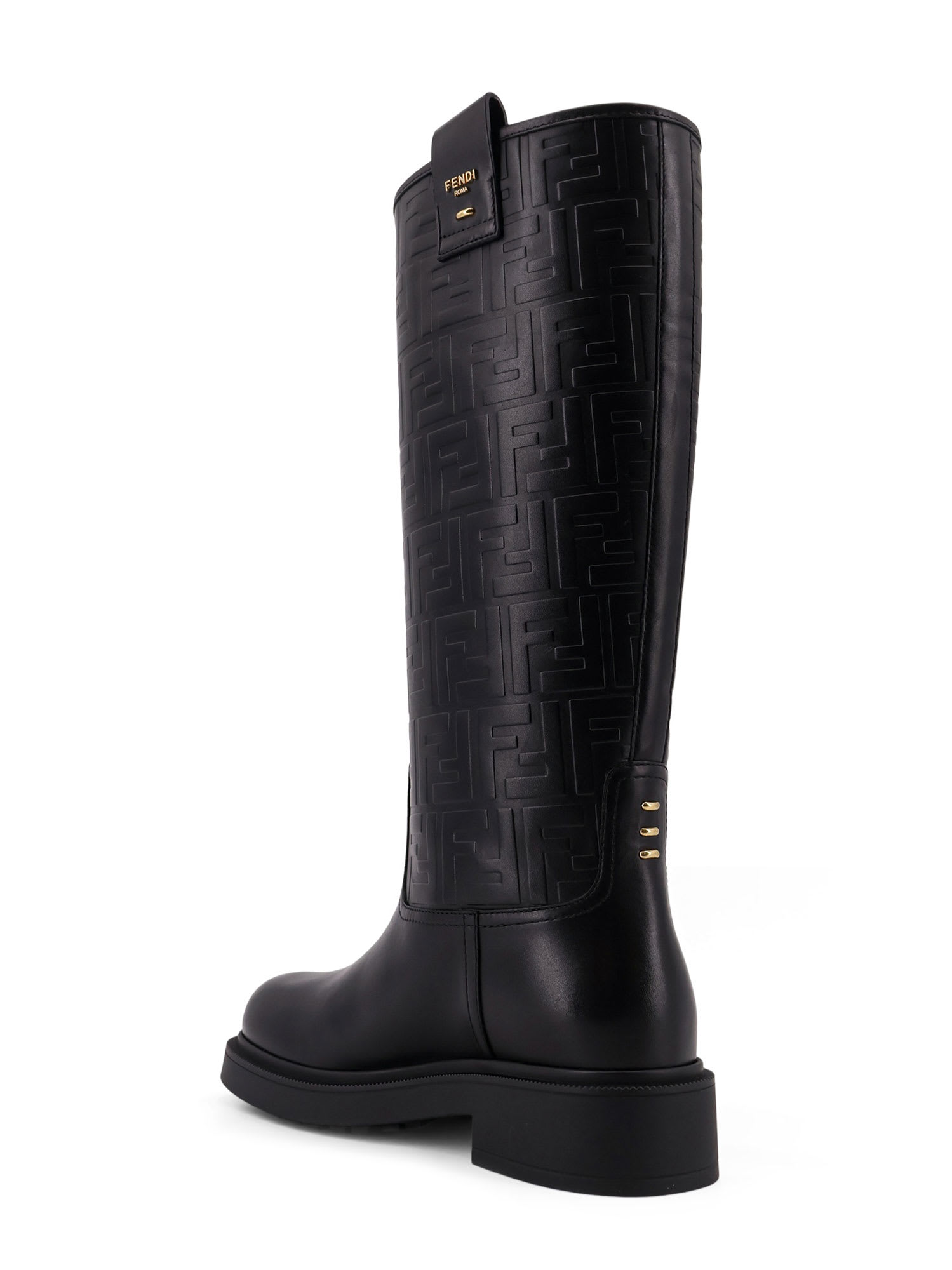 Fendi Black Leather Boots In Black