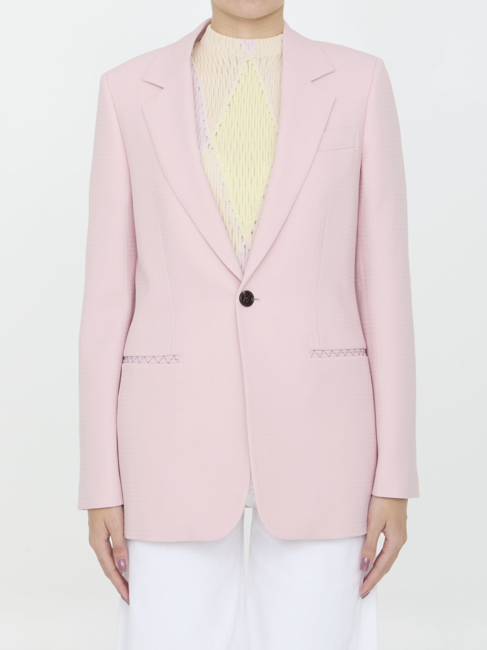 Shop Burberry Tailored Jacket In Wool In Cameo