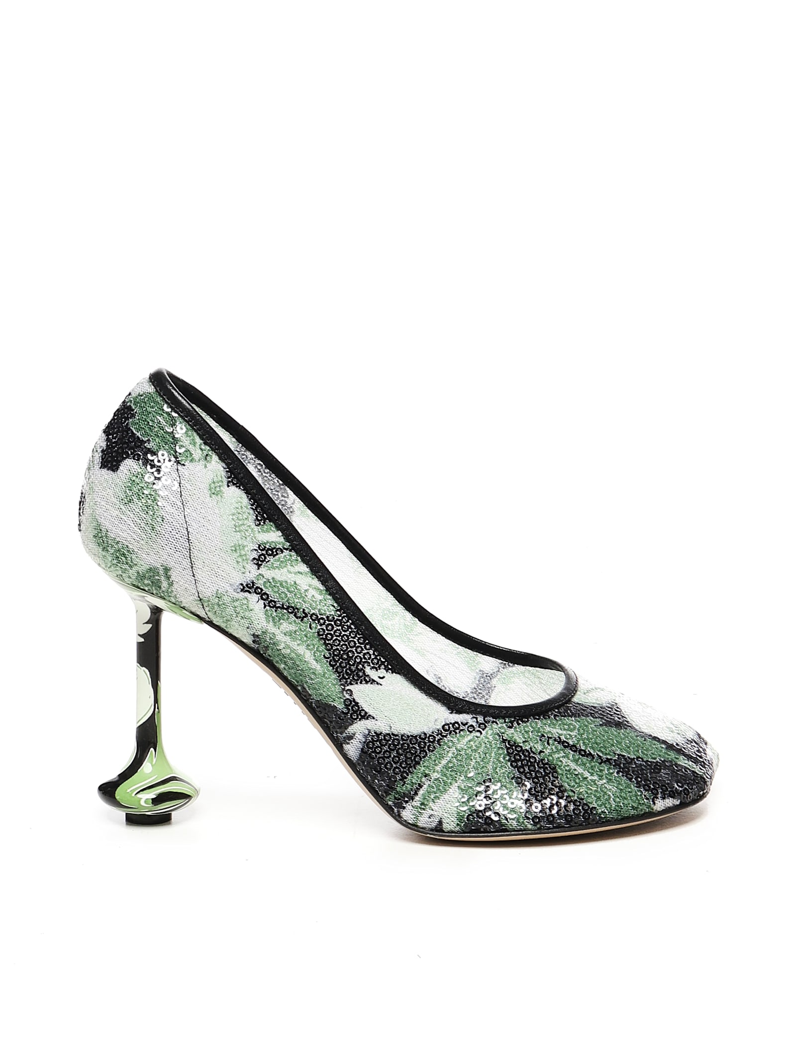 Loewe Mesh Toy Pumps With Embellished Floral Pattern