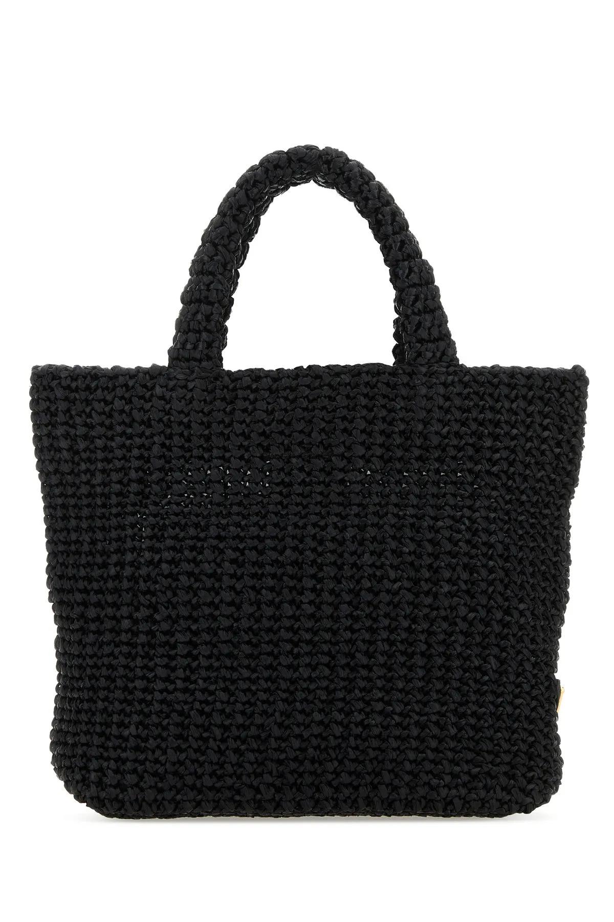 Shop Prada Black Straw Handbag