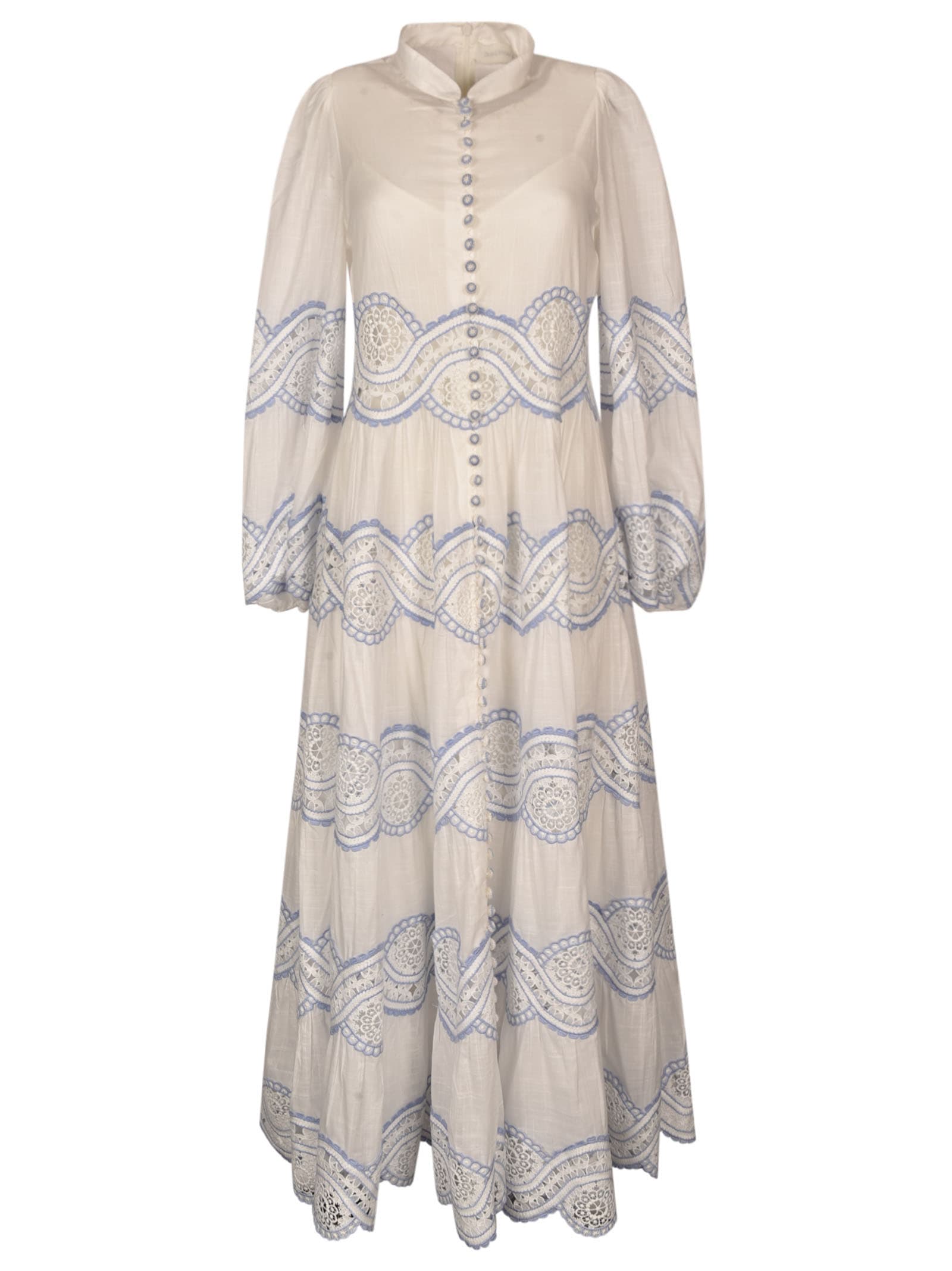 Zimmermann Cira Tiered Trimmed Dress In Ivory | ModeSens