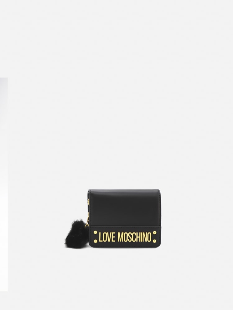 Love Moschino Wallet With Logo Lettering And Eco-fur Detail