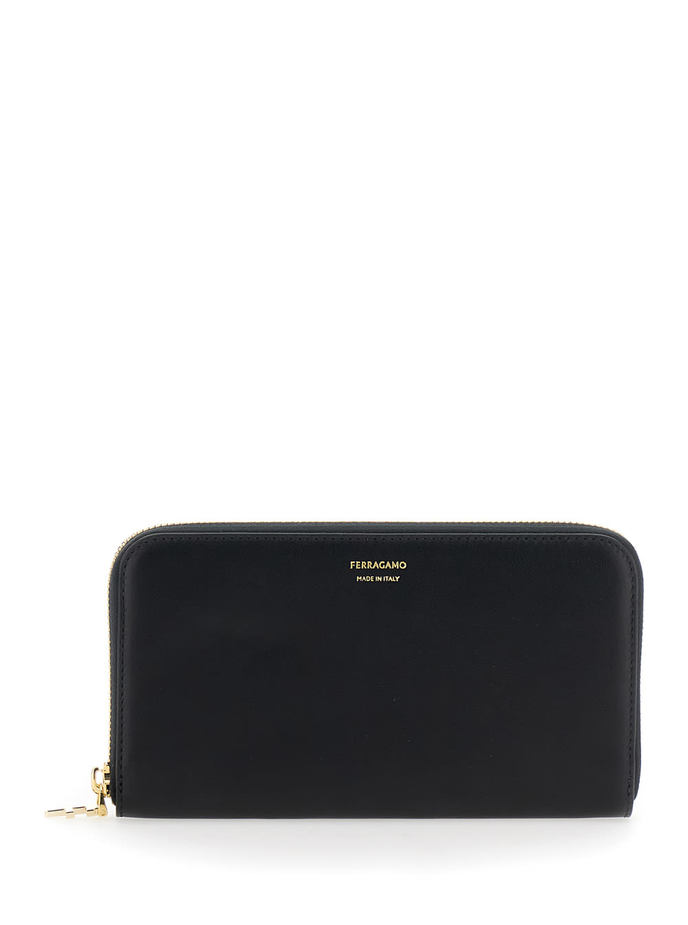 Ferragamo 'continental' Black Wallet With Logo Lettering On The Front In Leather Woman In Black