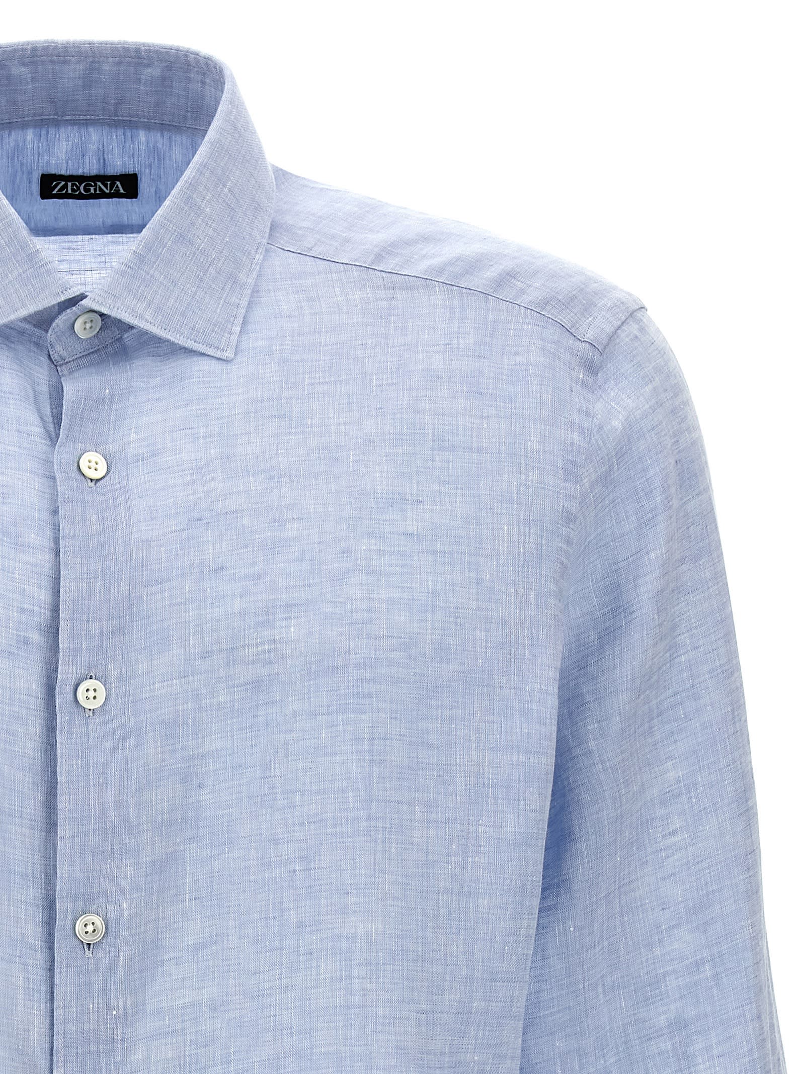 Shop Zegna Linen Shirt In Light Blue