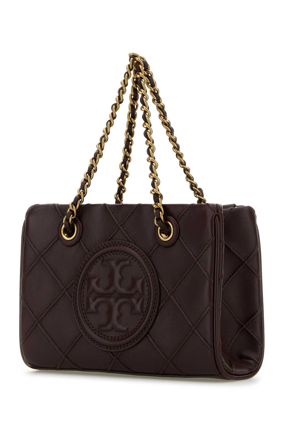 Shop Tory Burch Chocolate Leather Mini Fleming Shoulder Bag In Albarossa