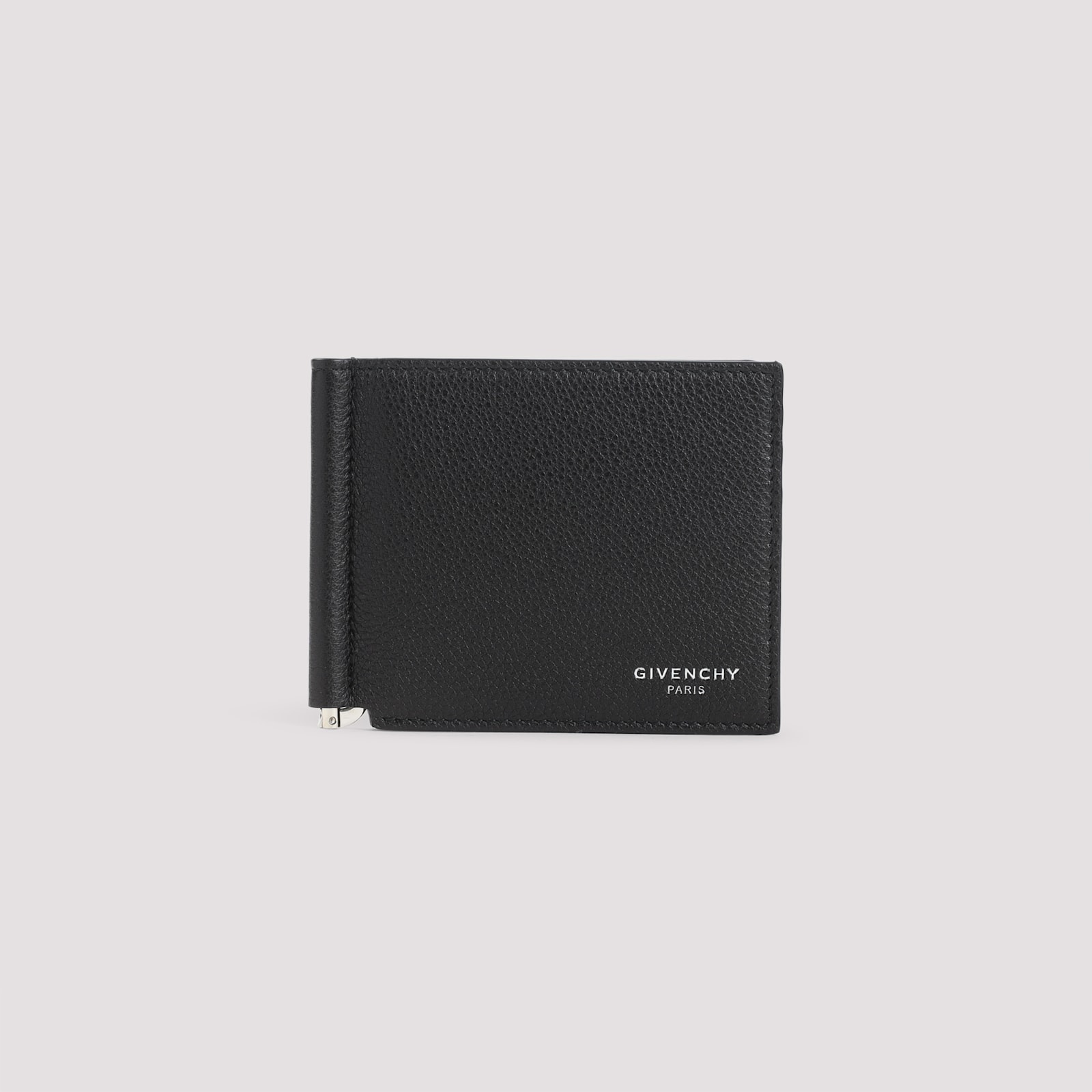 Givenchy Embossed Logo Bill Clip Leather Wallet In Black