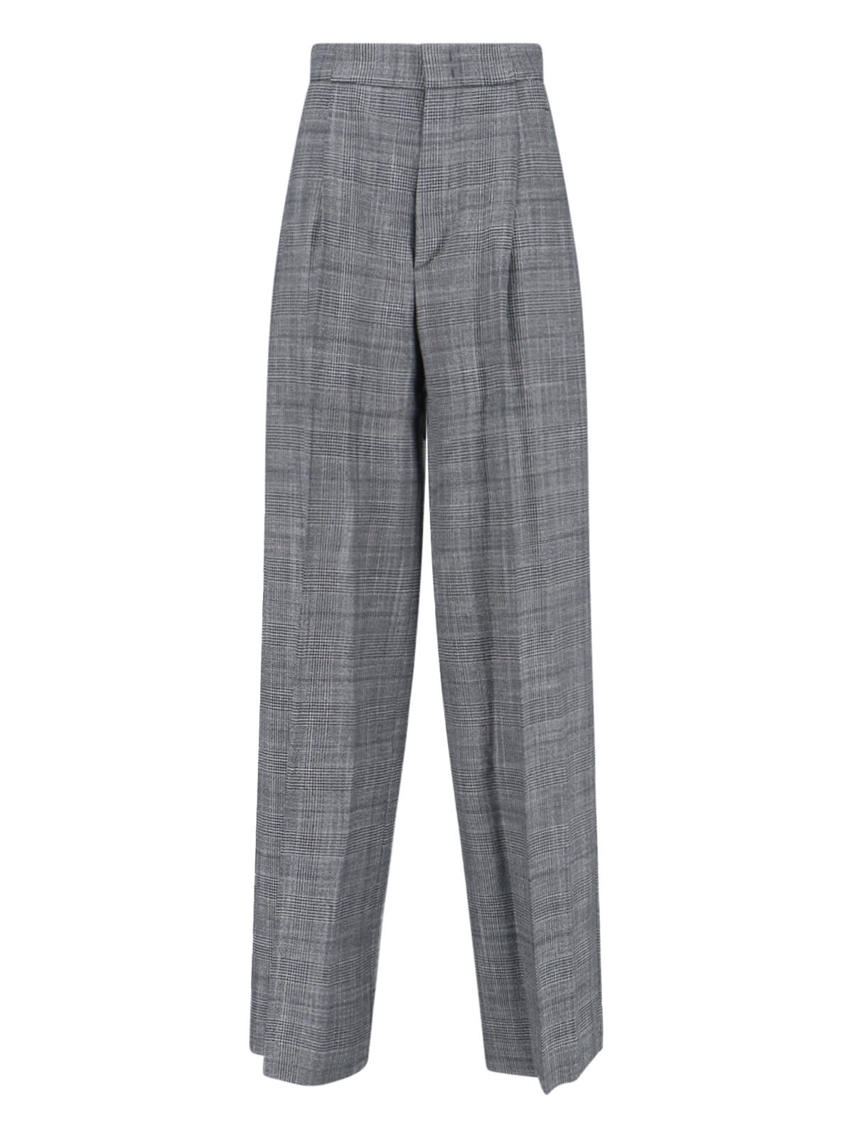 Sa Su Phi High Waist Wide Leg Trousers With Pleats In Gray