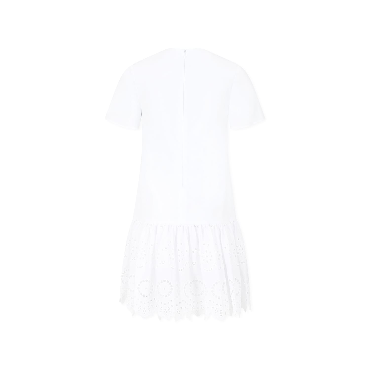 Dolce & Gabbana White Dress For Girl With Logo In White