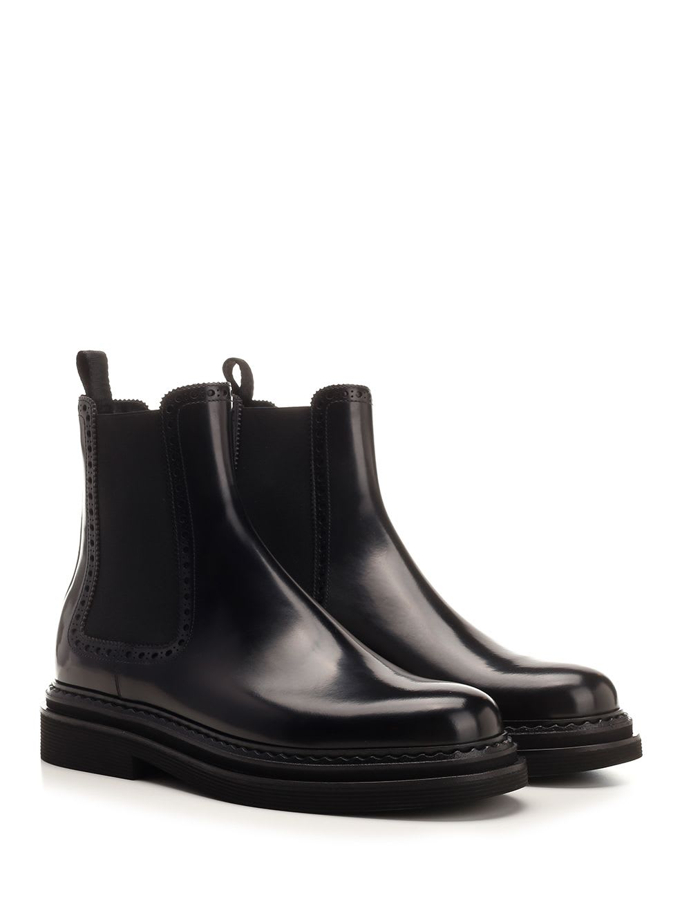 Shop Dolce & Gabbana Black Brushed Leather Ankle Boot