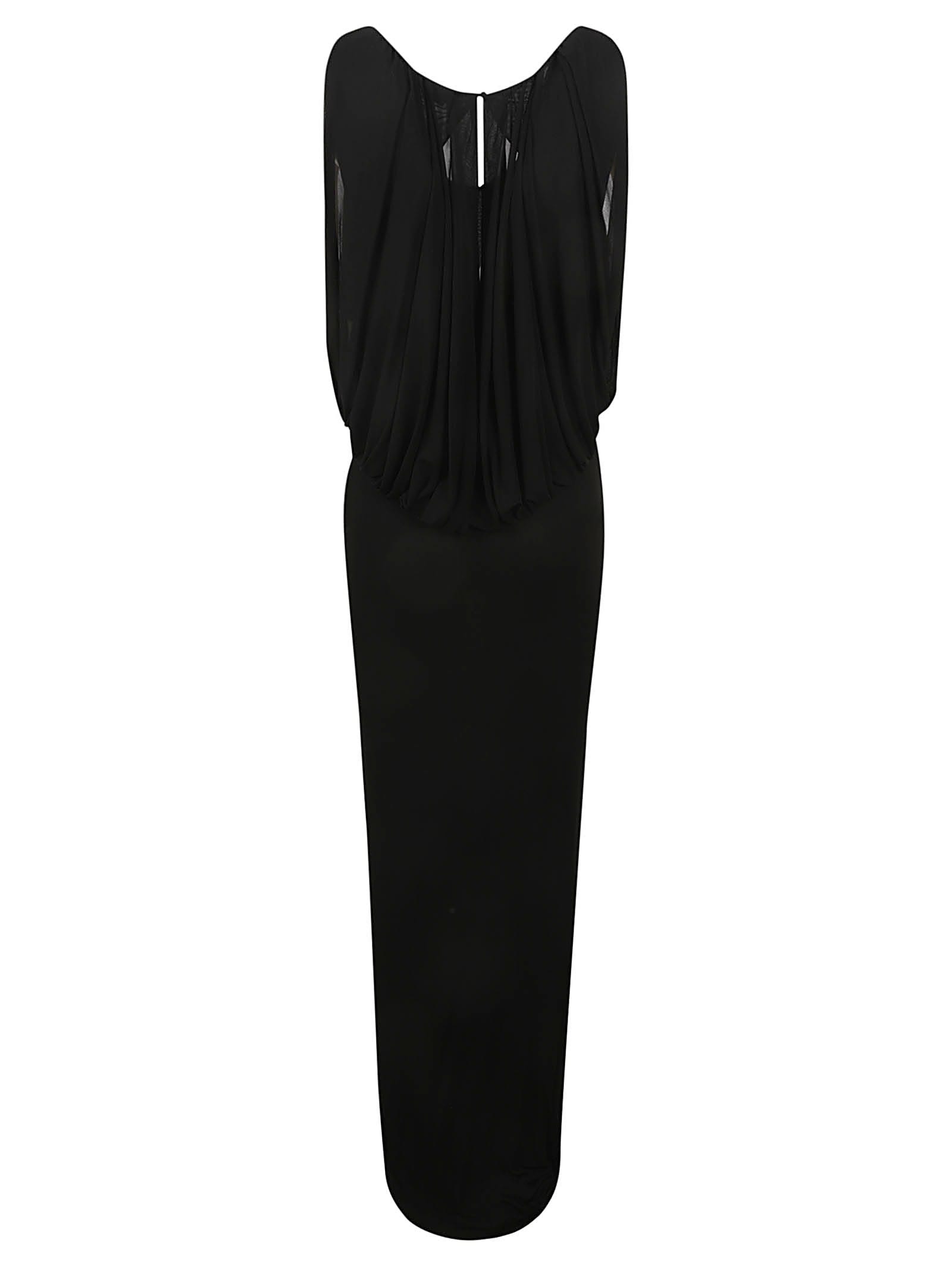 Shop Saint Laurent Ruffle Detail Sleeveless Slim Long Dress In Black