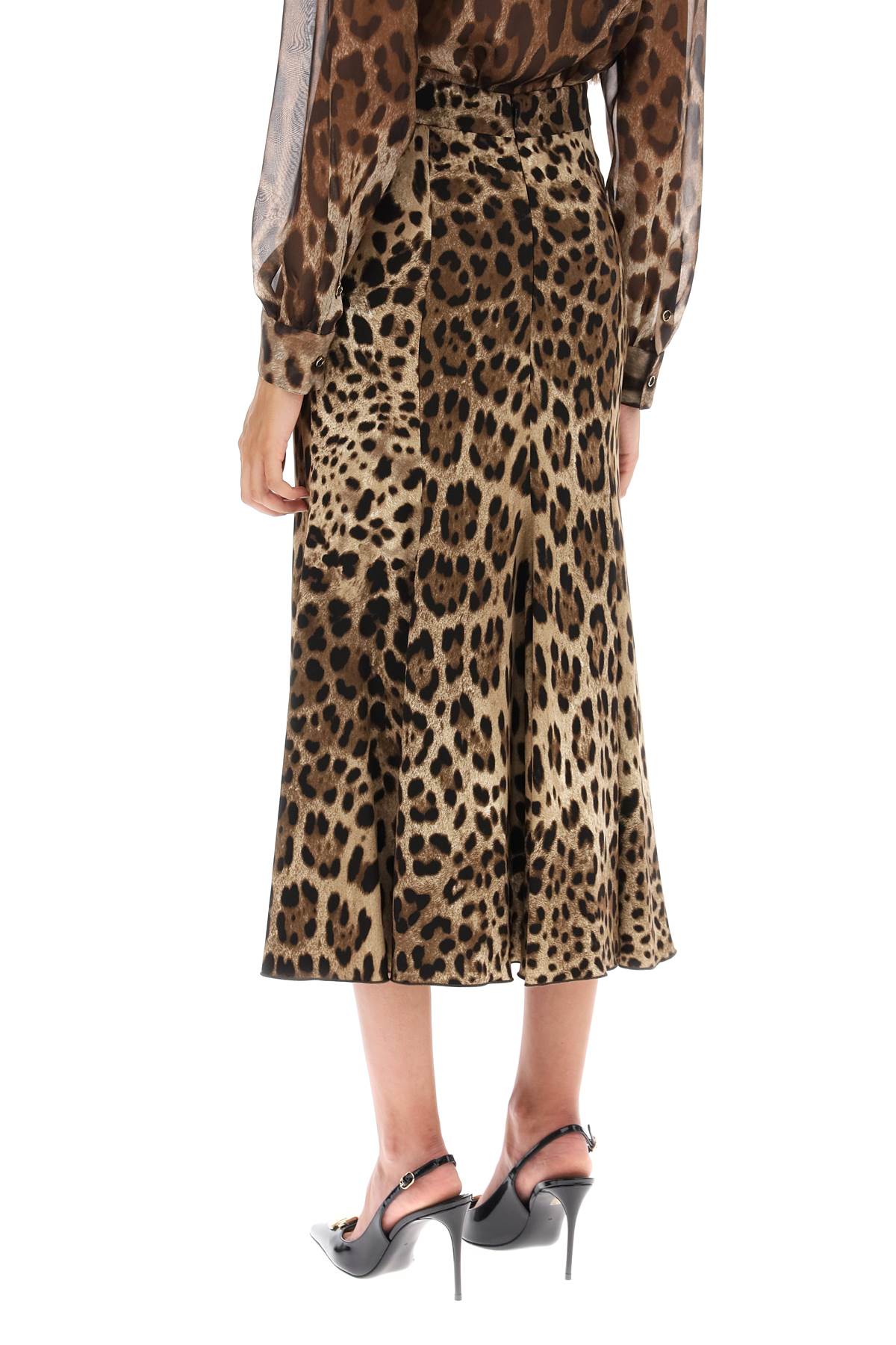 Shop Dolce & Gabbana Leopard Print Jersey Midi Skirt In Leo New (beige)