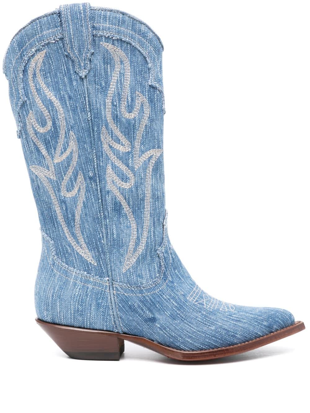 Sonora Denim Santa Fe Boots In Blue