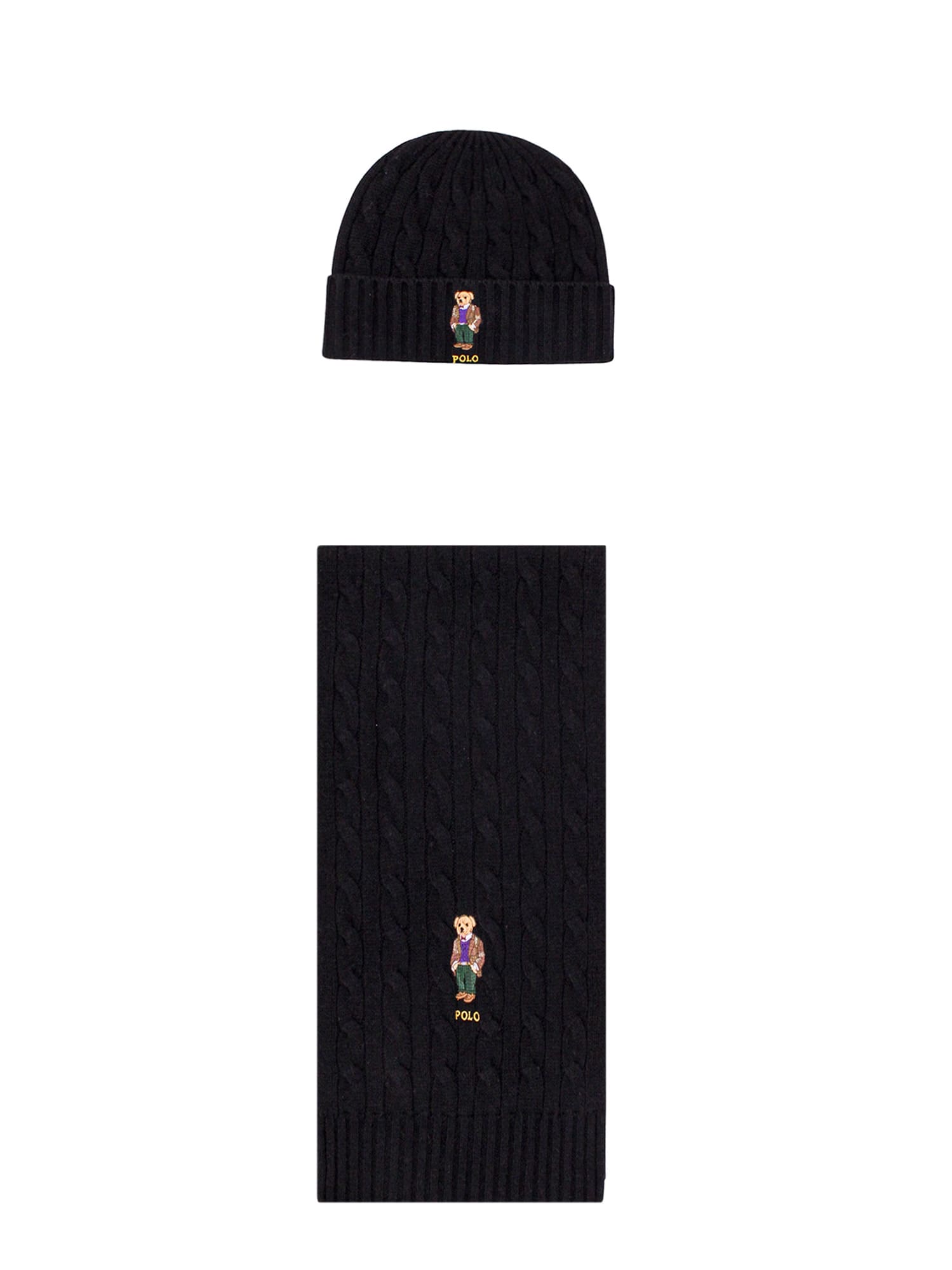 Shop Polo Ralph Lauren Hat And Scarf In Black
