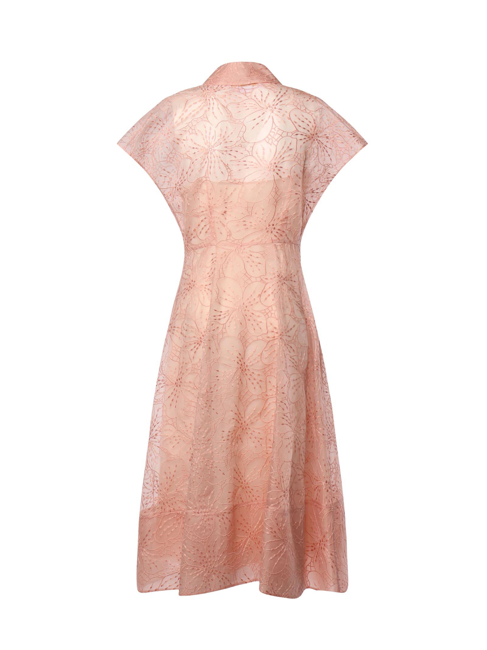 Shop Genny Silk Dress With Orchid Embroidery In Pink