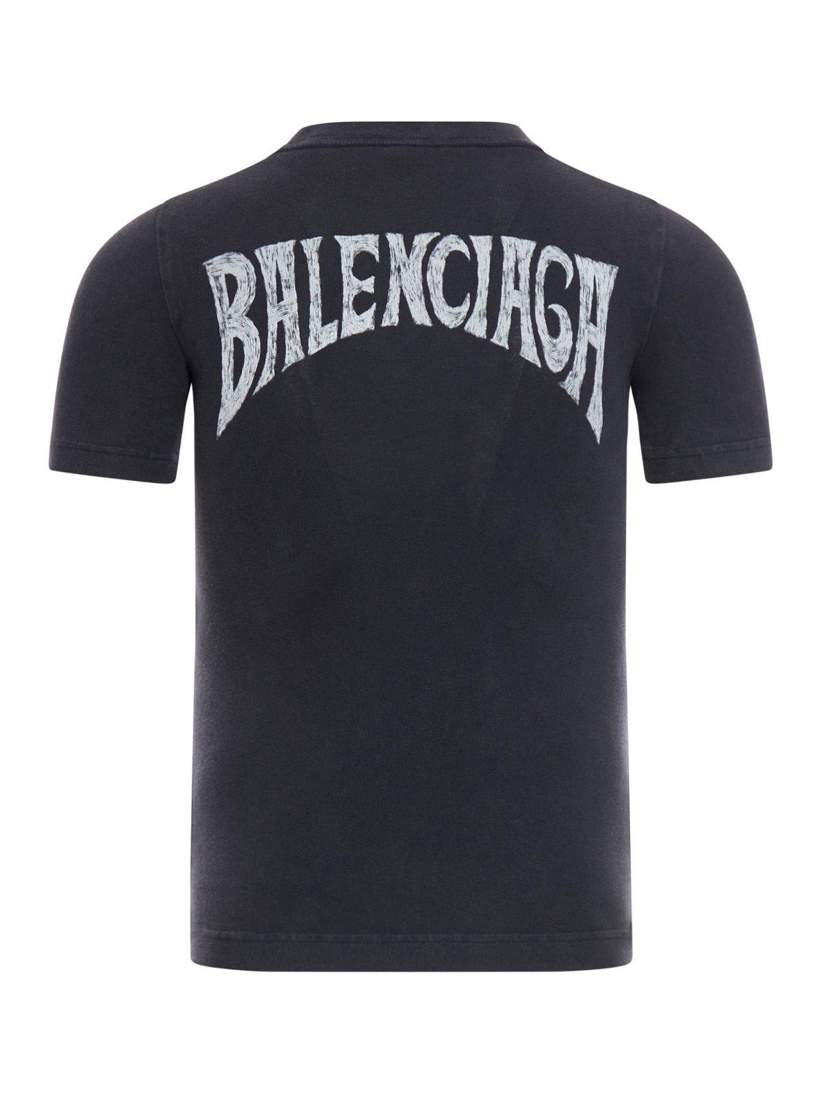 Shop Balenciaga Graphic Printed Crewneck T-shirt In Black/white