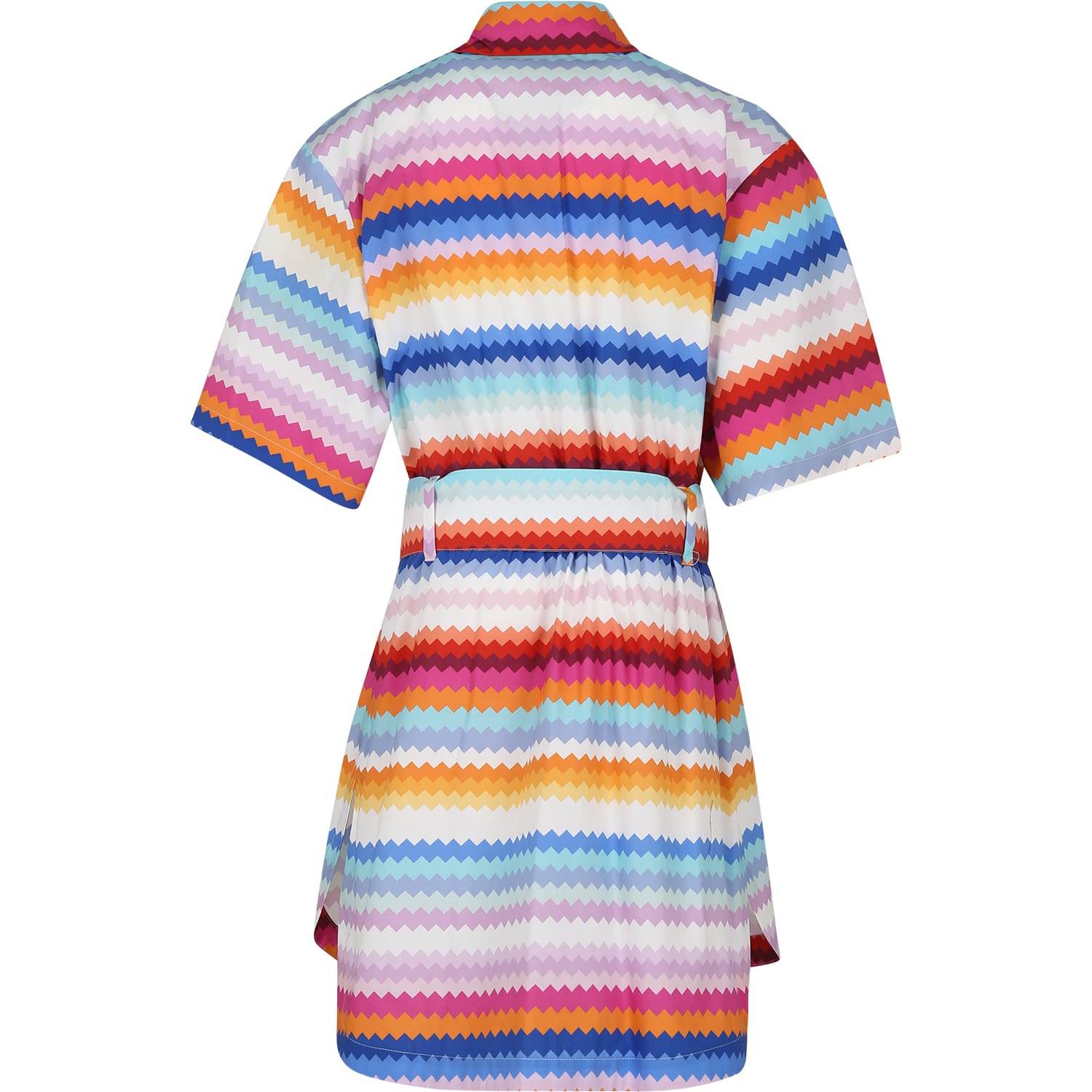 Shop Missoni White Dress For Girl With Chevron Pattern In Multicolor