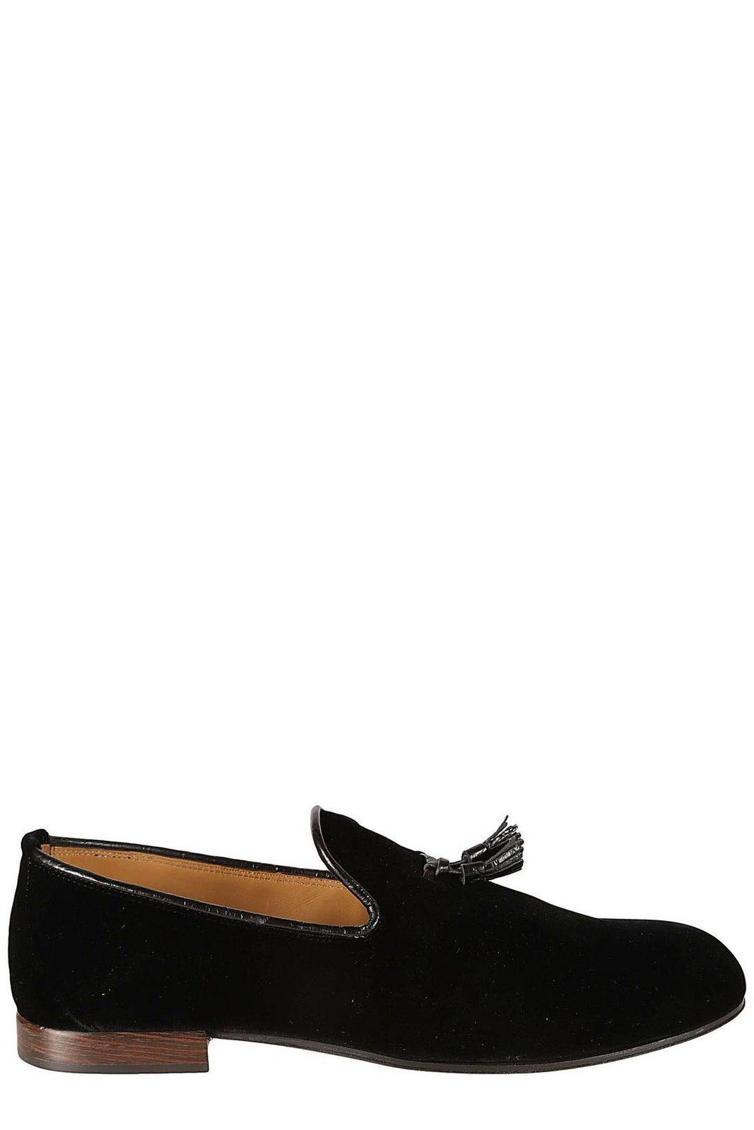 Shop Tom Ford Tassel-detail Almond-toe Velvet Loafers In Black