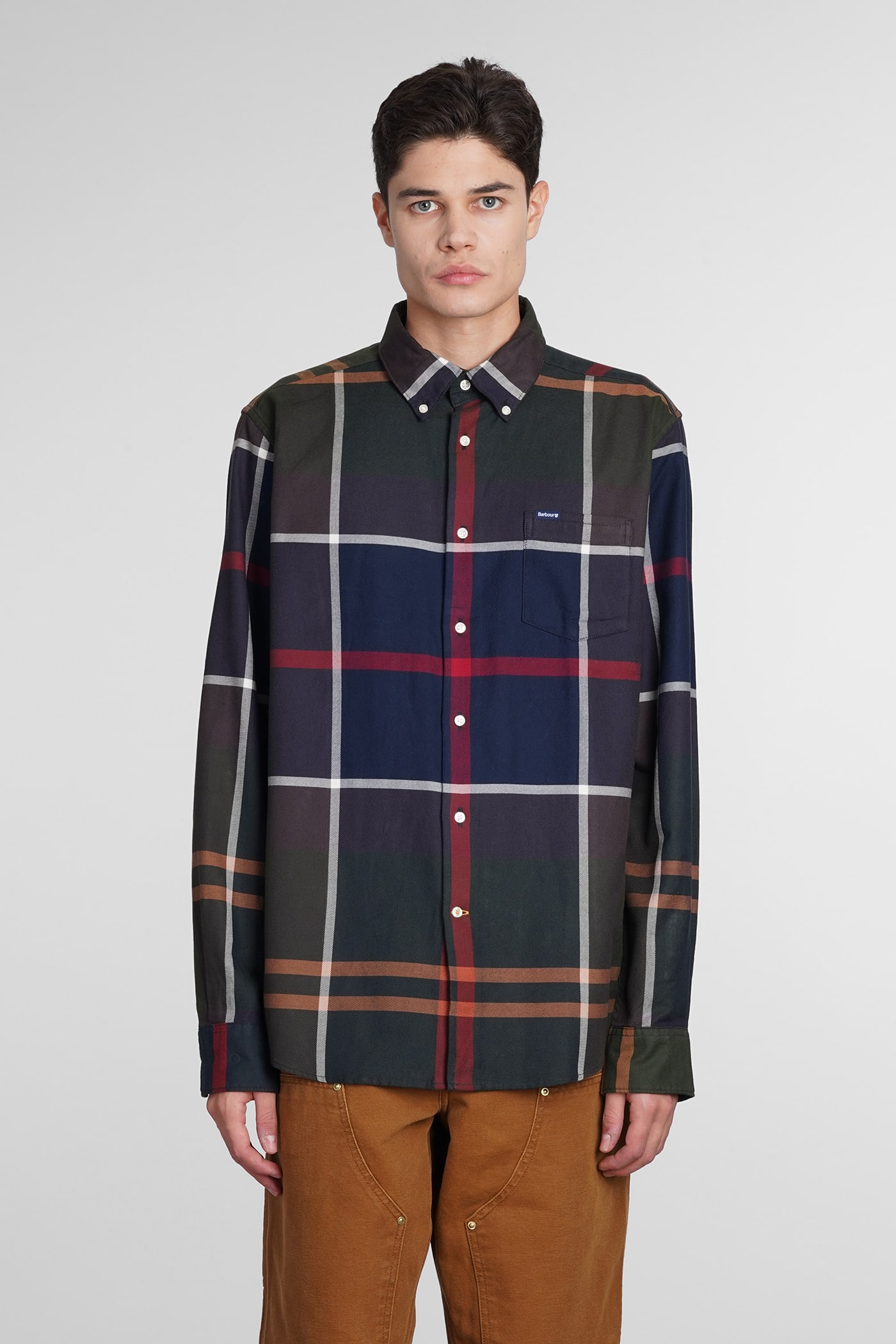 Barbour Button-down Check-pattern Cotton Shirt In Green | ModeSens
