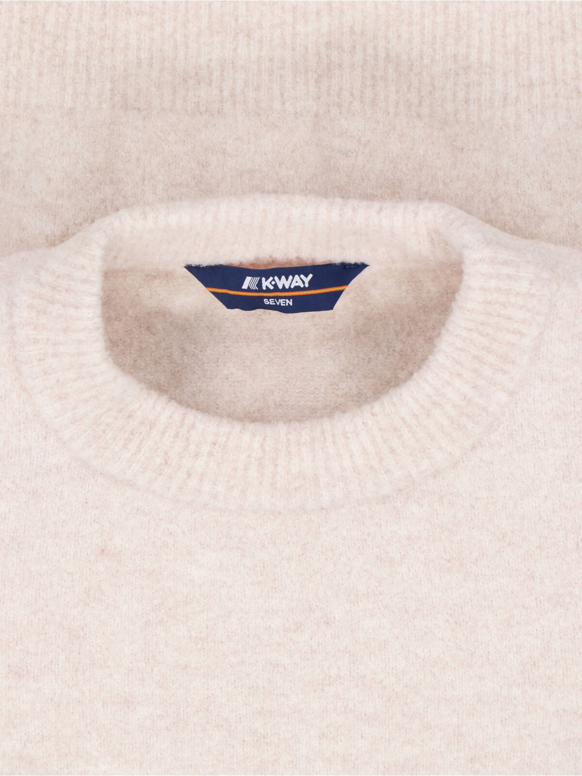 K-way Soft Texture Crewneck Sweater With Ribbed Cuffs In Beige