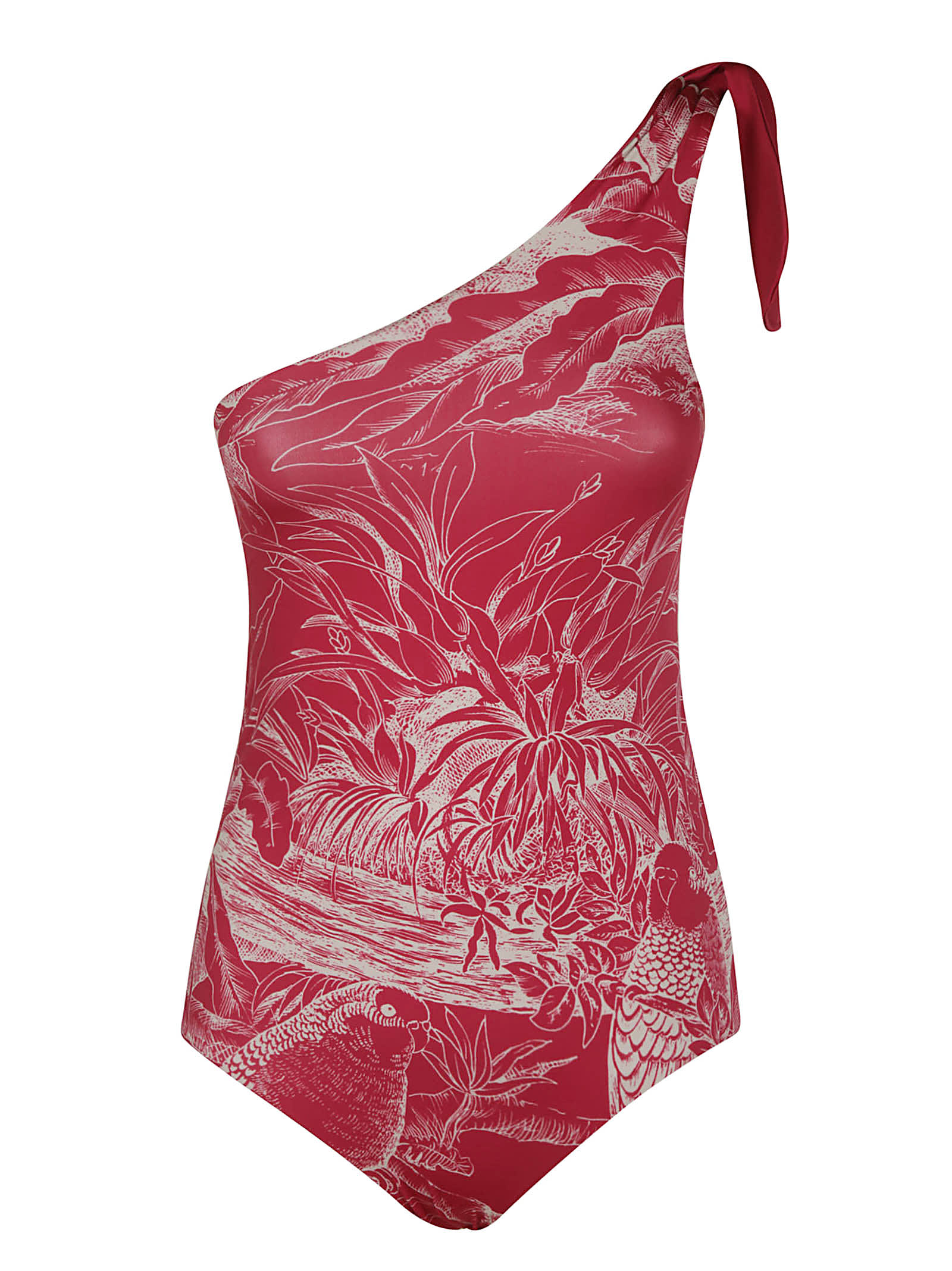 Red Valentino Lear Printed Swimsuit In Pink