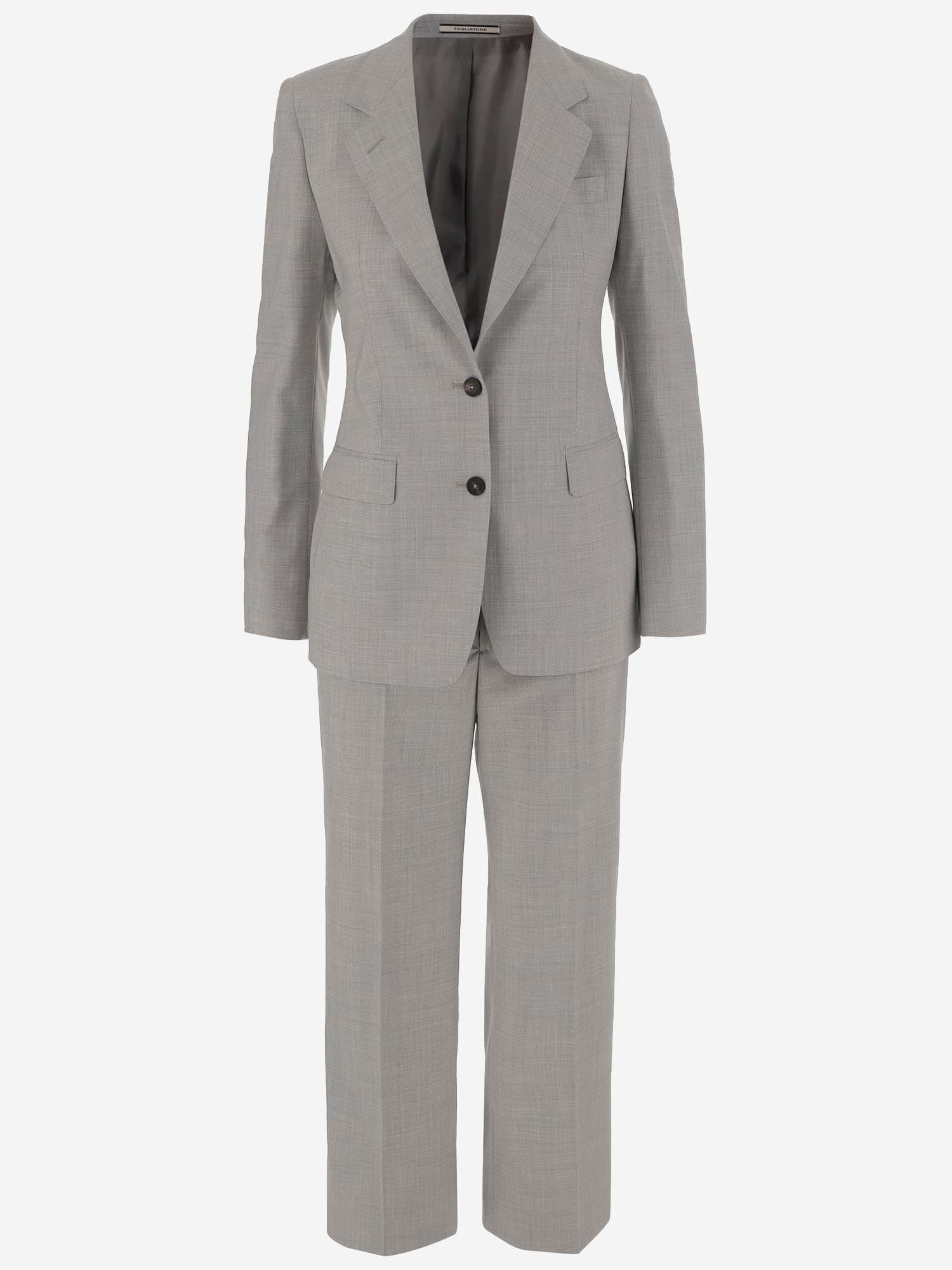Tagliatore Virgin Wool And Silk Complete In Grey