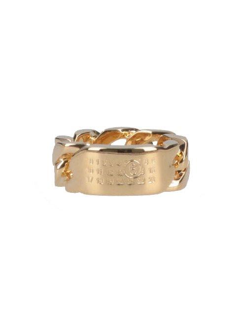 Mm6 Maison Margiela Minimal Chain-link Ring In Gold