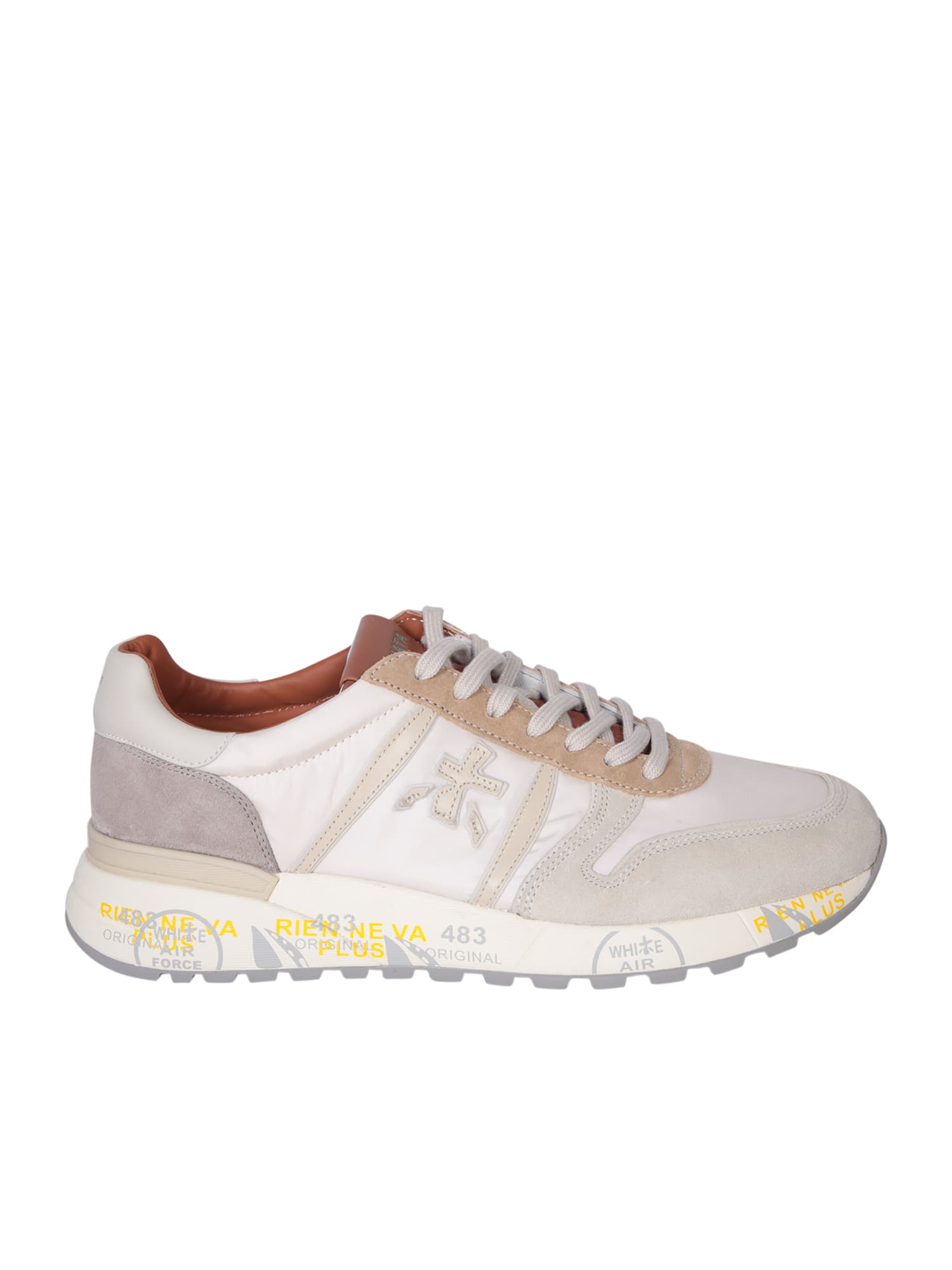 Shop Premiata Lander Beige Sneakers