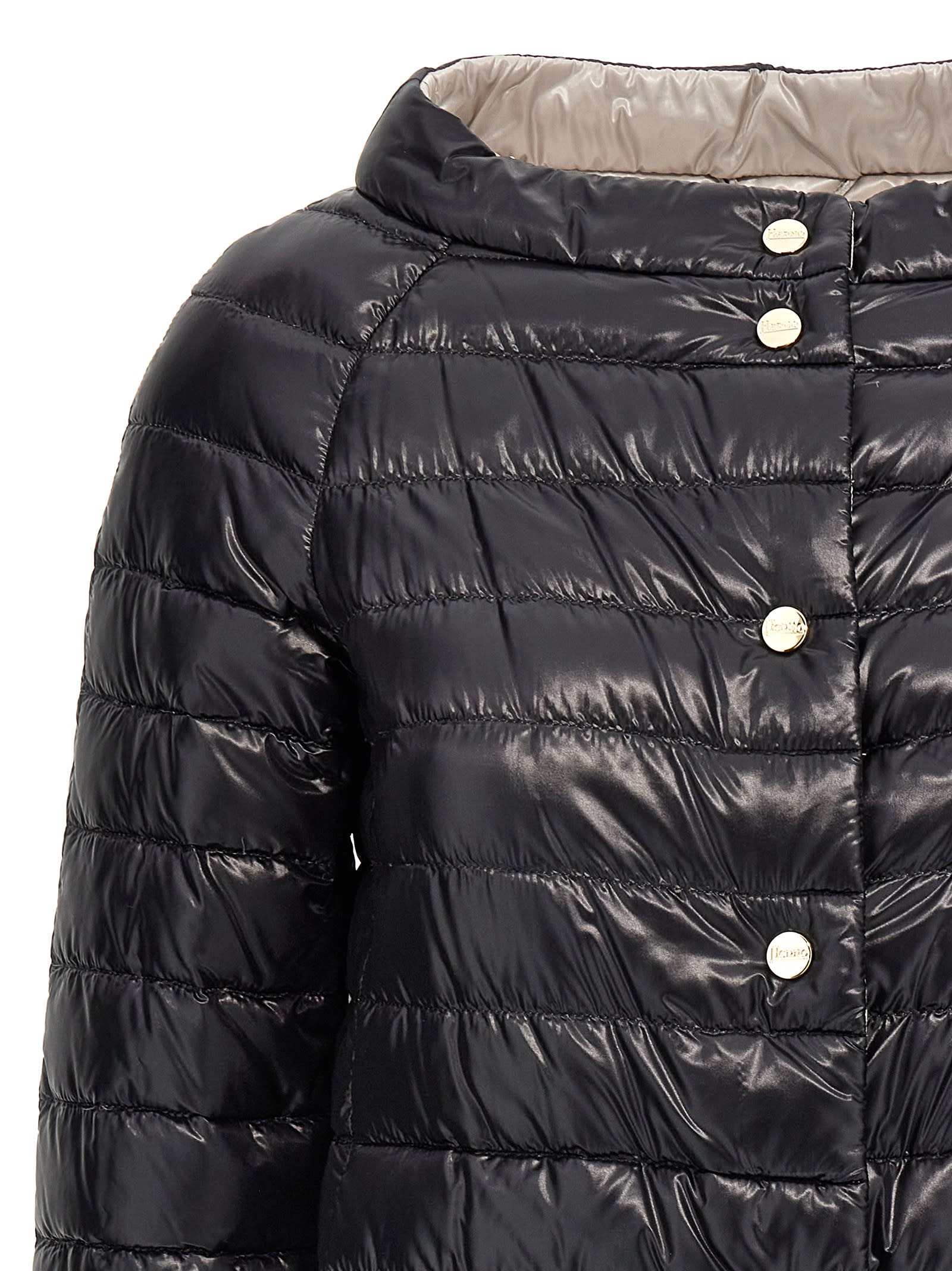 Herno Reversible Hood In Nero/grigio