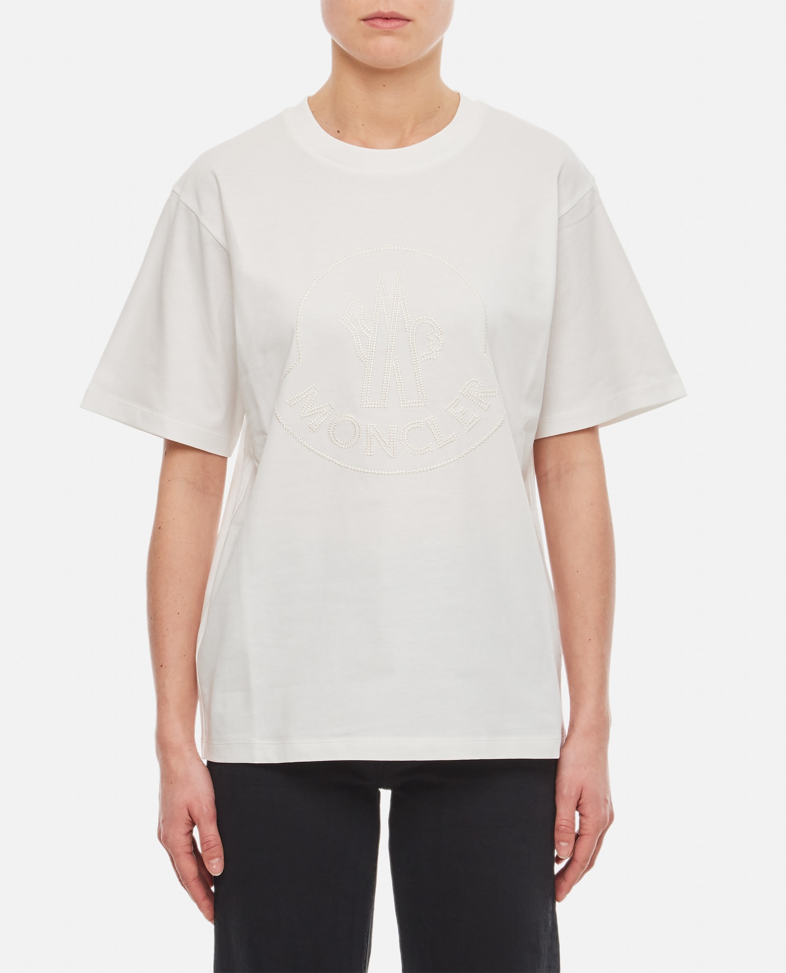 Moncler Logo Printed Crewneck T In White