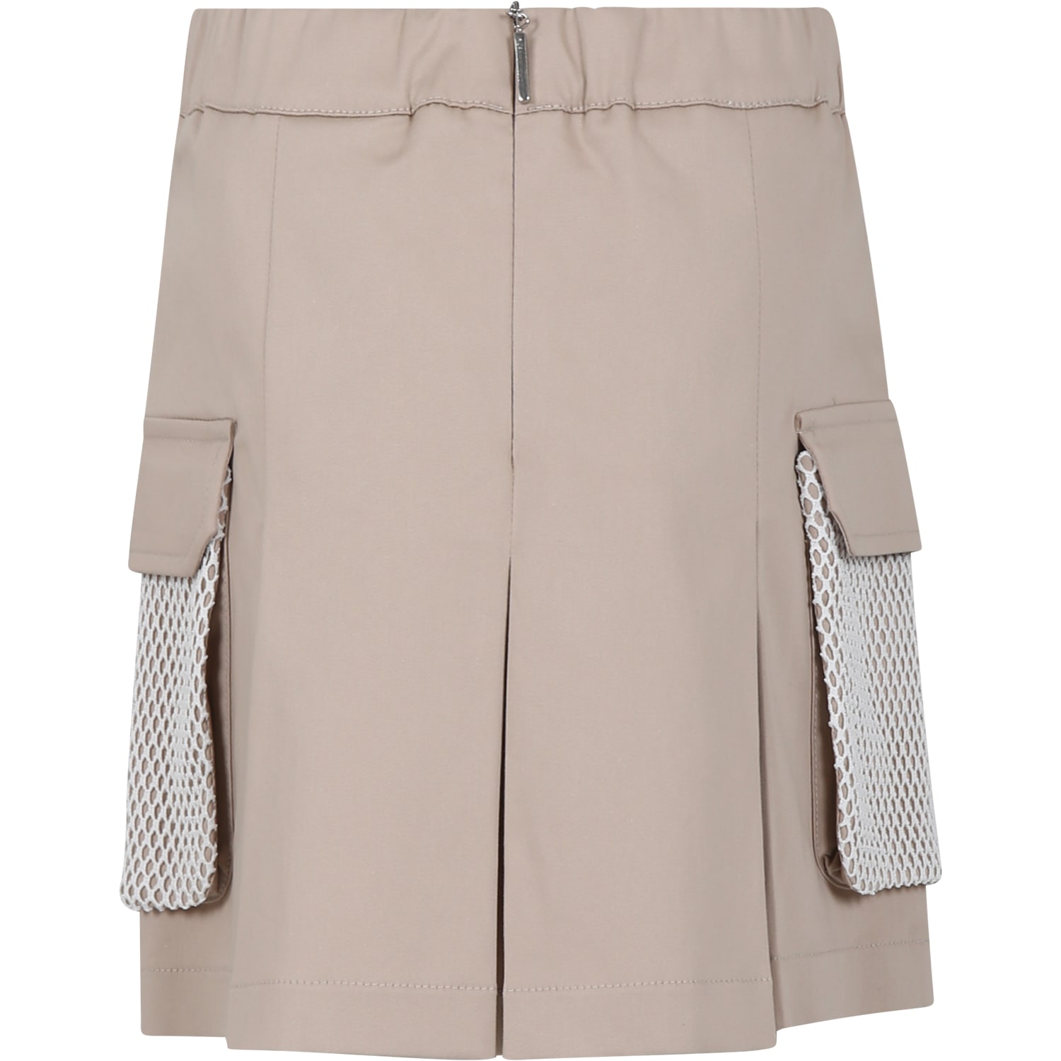 Shop Msgm Beige Skirt Or Girl With Logo