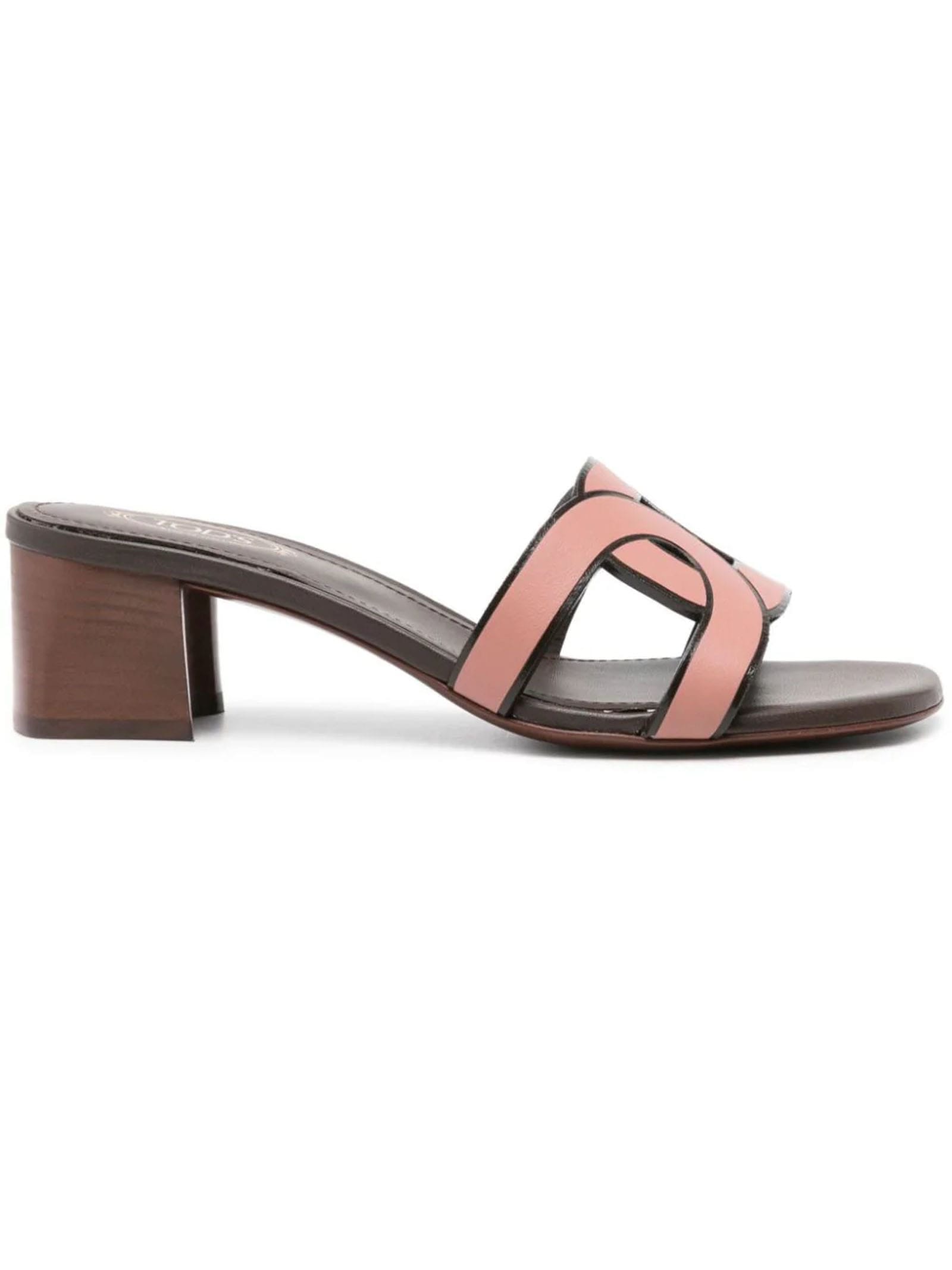 Shop Tod's Pink Leather Sandal