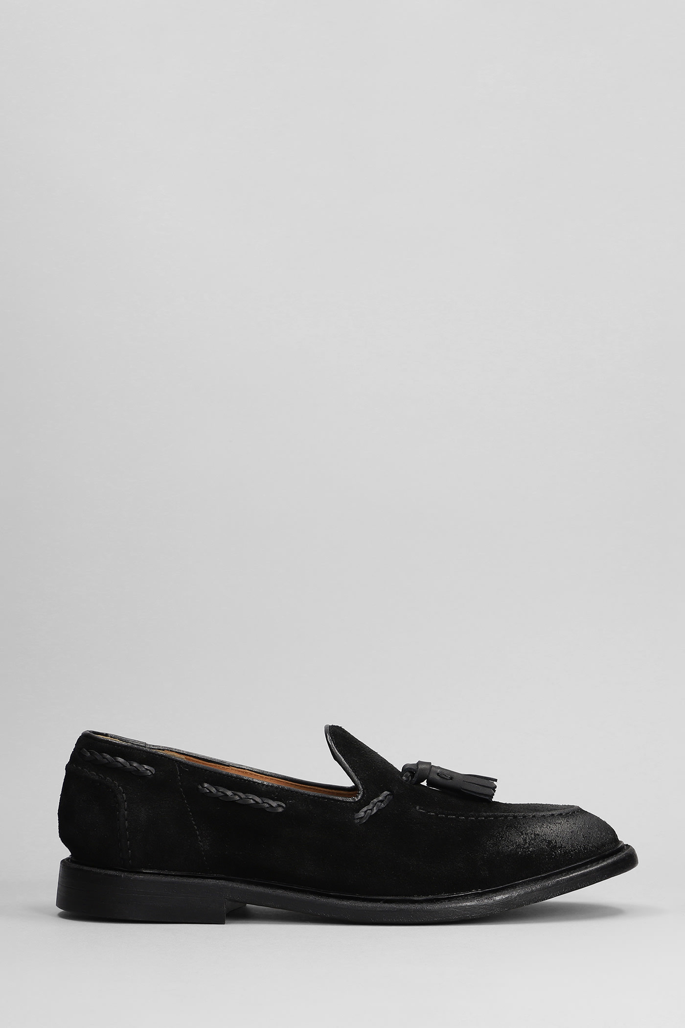 Shop Green George Loafers In Black Suede